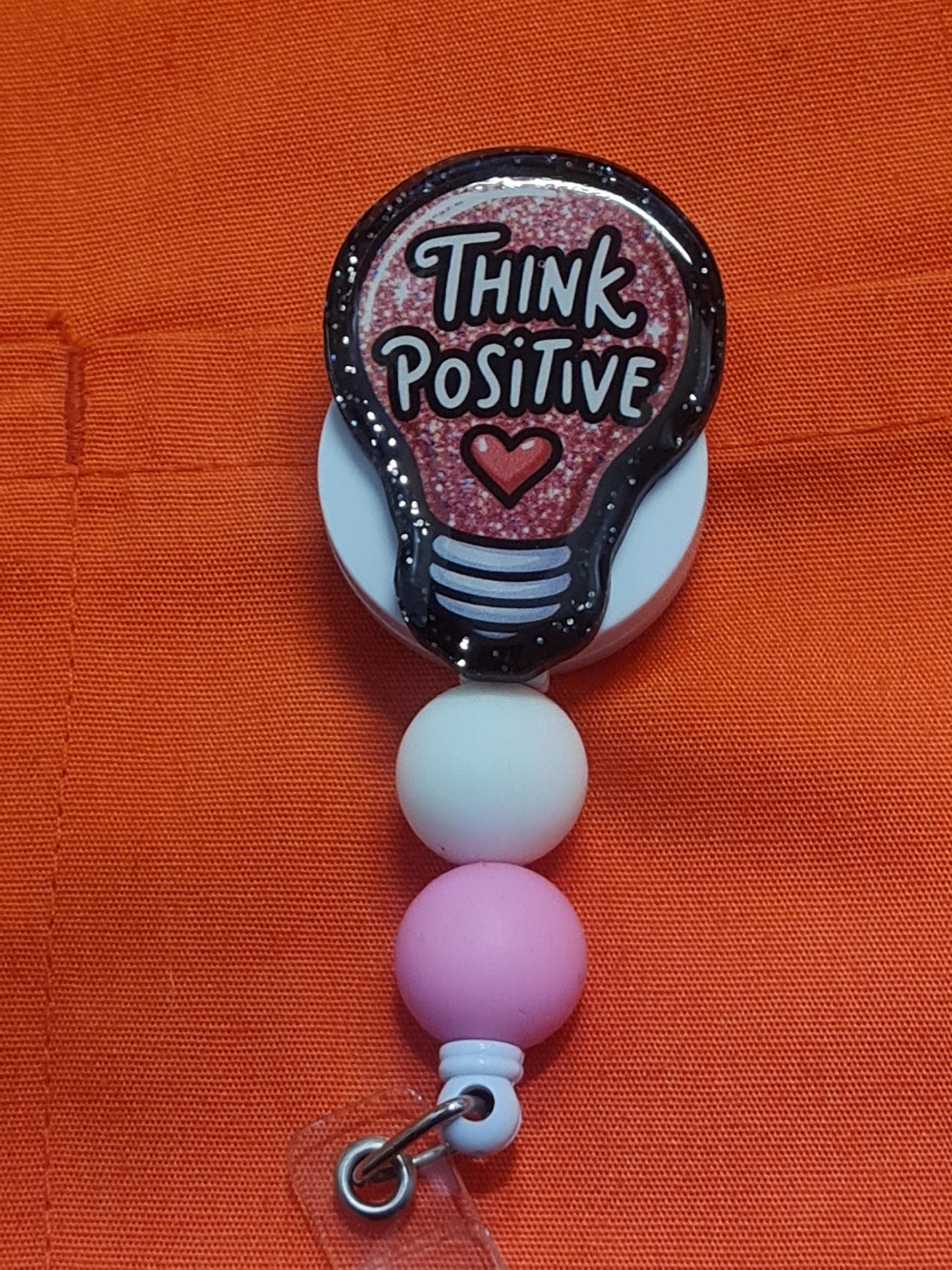 "Think Positive" Retractable ID Badge Reel - Motivational Mindset Accessory for Nurses, Teachers, and Social Workers - Mental Health Awareness Gift