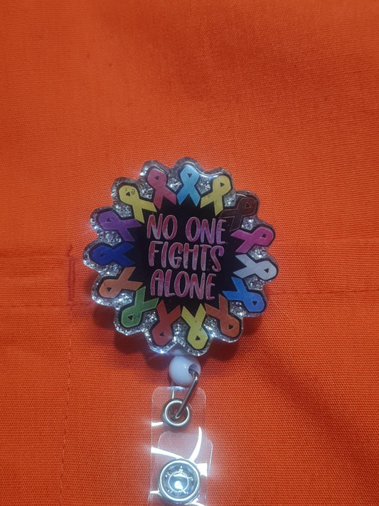 Cancer Awareness Badge Reel ~ ID Badge Reel ~ No One Fights Alone Badge Reel ~ RT ~ Together We Fight ~ Work Badge ~ Medical Badge Reel
