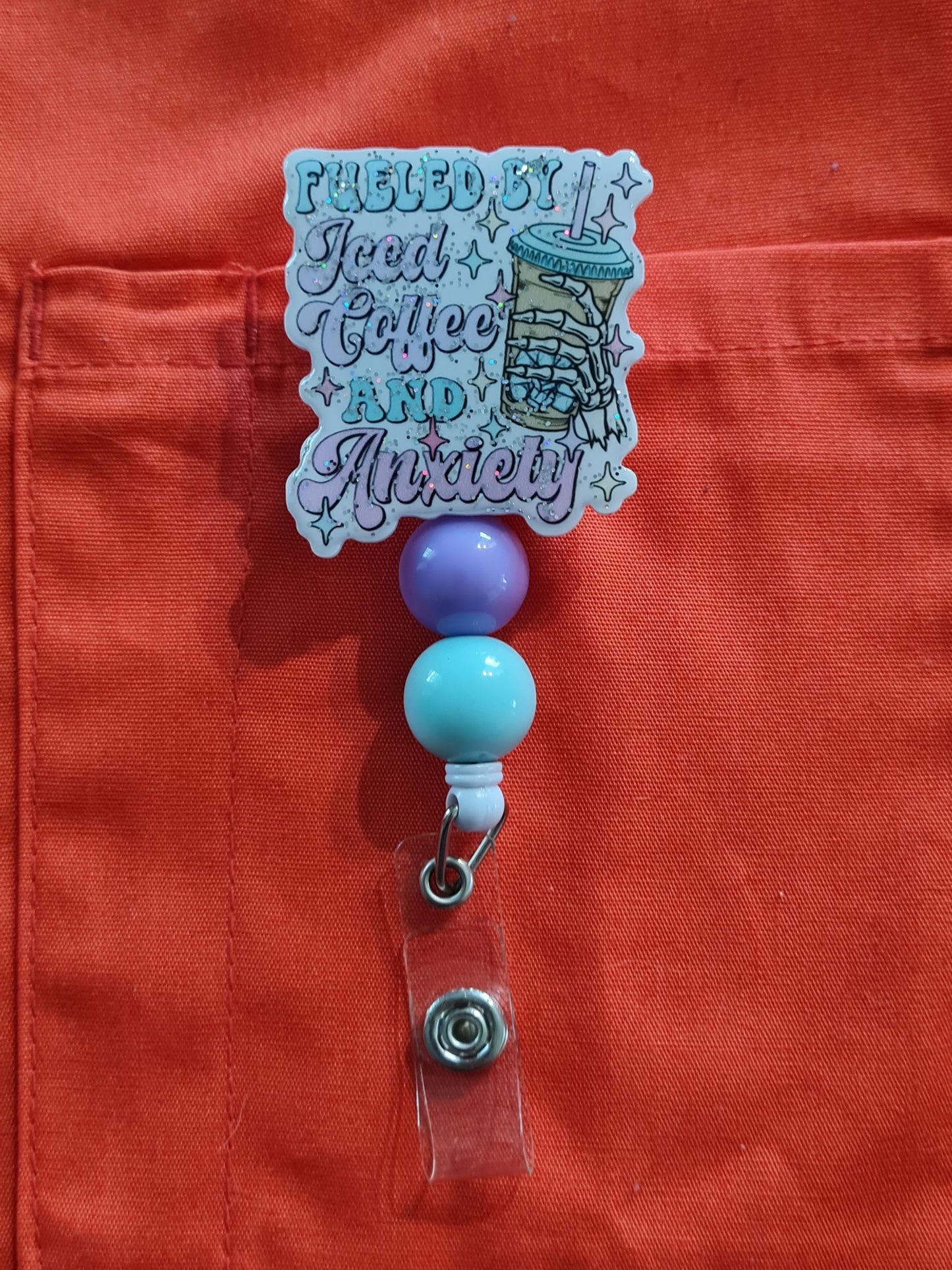 Iced Coffee Badge Reel ~  Health Care Badge Reel ~ Medical Badge Reel ~ Fueled By Iced Coffee Badge Reel ~ RN Reel ~ Coffee Lover Badge