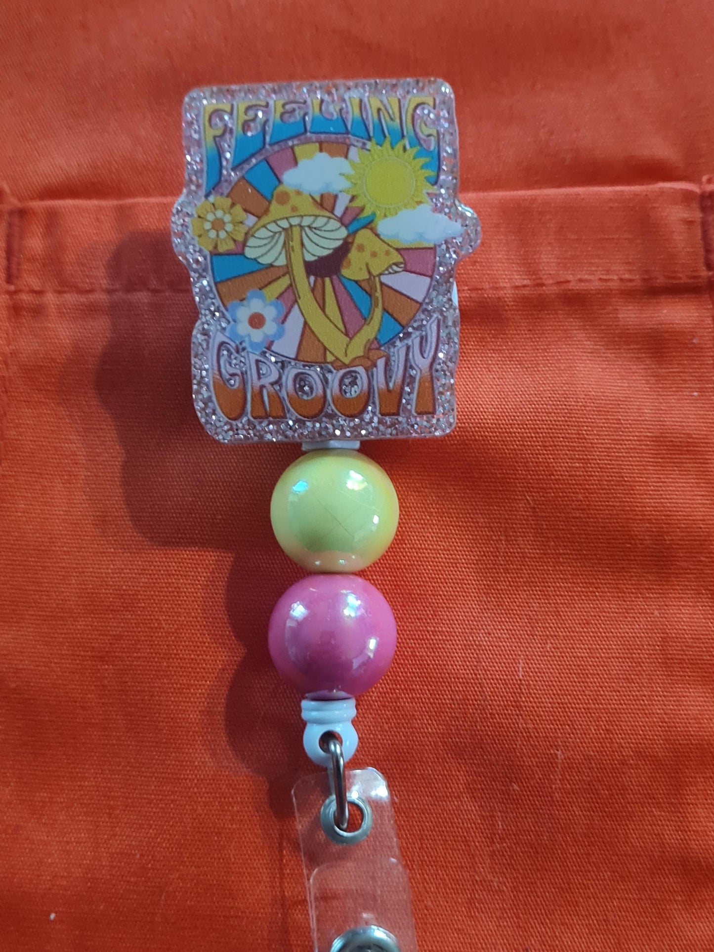 Feeling Groovy Badge Reel ~ ID Badge Reel ~ Hippie Badge Reel ~ Peace & Love Badge Reel ~ Work Badge ~ Medical Badge Reel ~ Boho Badge Reel