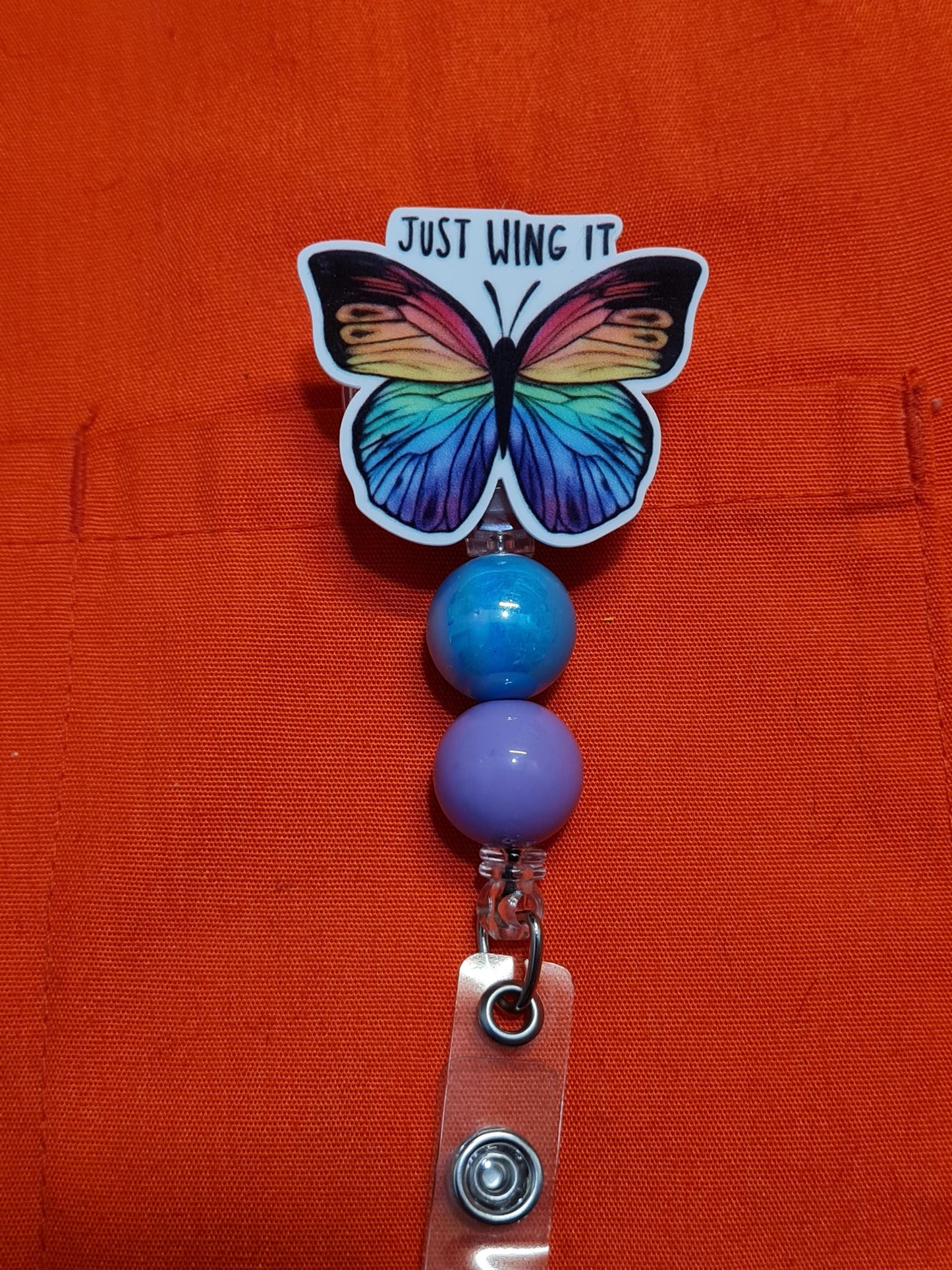 Just Wing It Badge Reel ~ ID Badge Reel ~Health Care Badge Reel ~Medical Badge Reel ~ RN Badge Reel ~ Nurse Badge Reel~ Butterfly Badge Reel