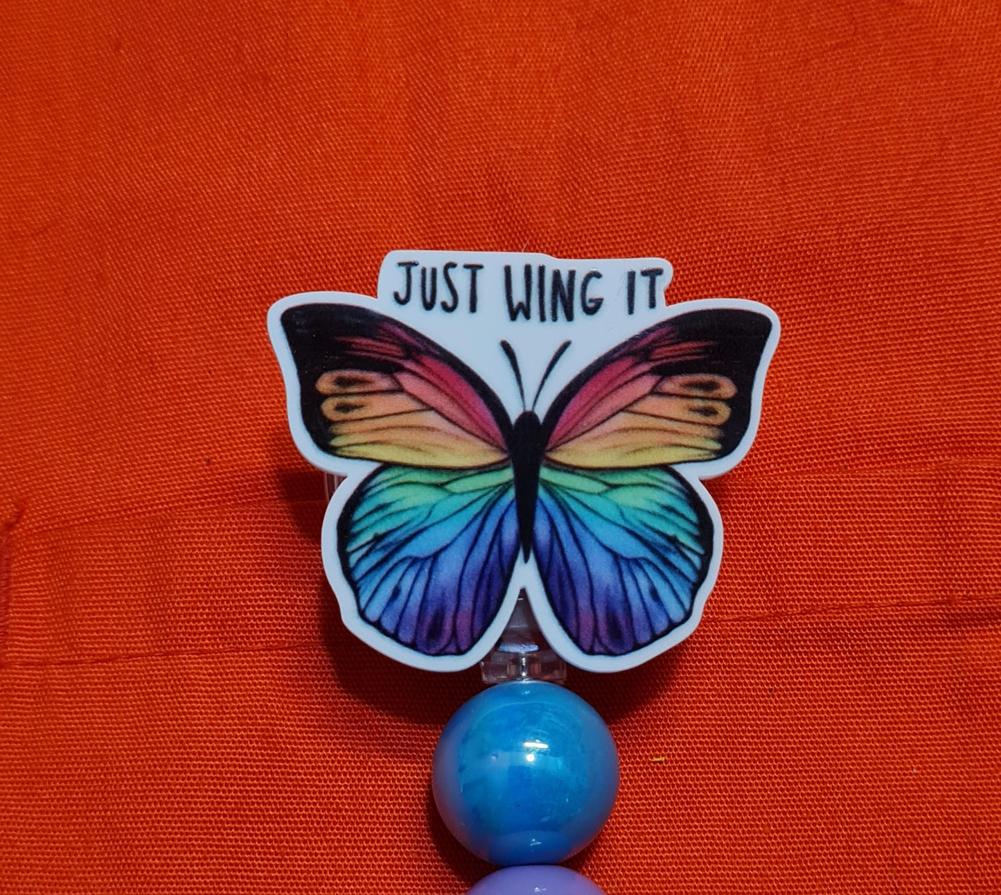 Just Wing It Badge Reel ~ ID Badge Reel ~Health Care Badge Reel ~Medical Badge Reel ~ RN Badge Reel ~ Nurse Badge Reel~ Butterfly Badge Reel