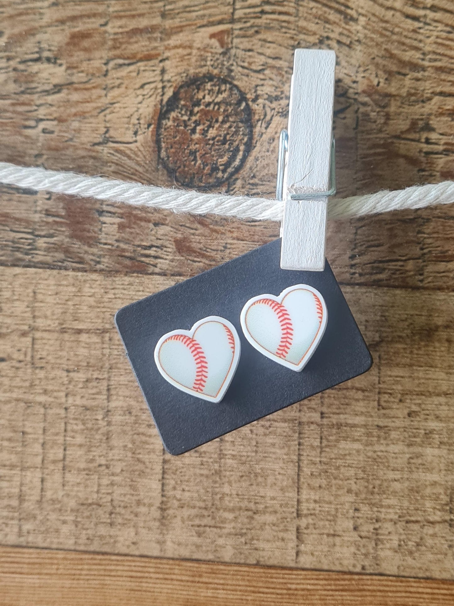 I Heart Baseball Earrings ~ Baseball Fan Earrings ~ Baseball Earrings ~ Post Earrings ~ Little League Earrings~ Baseball Mom~ Baseball Heart