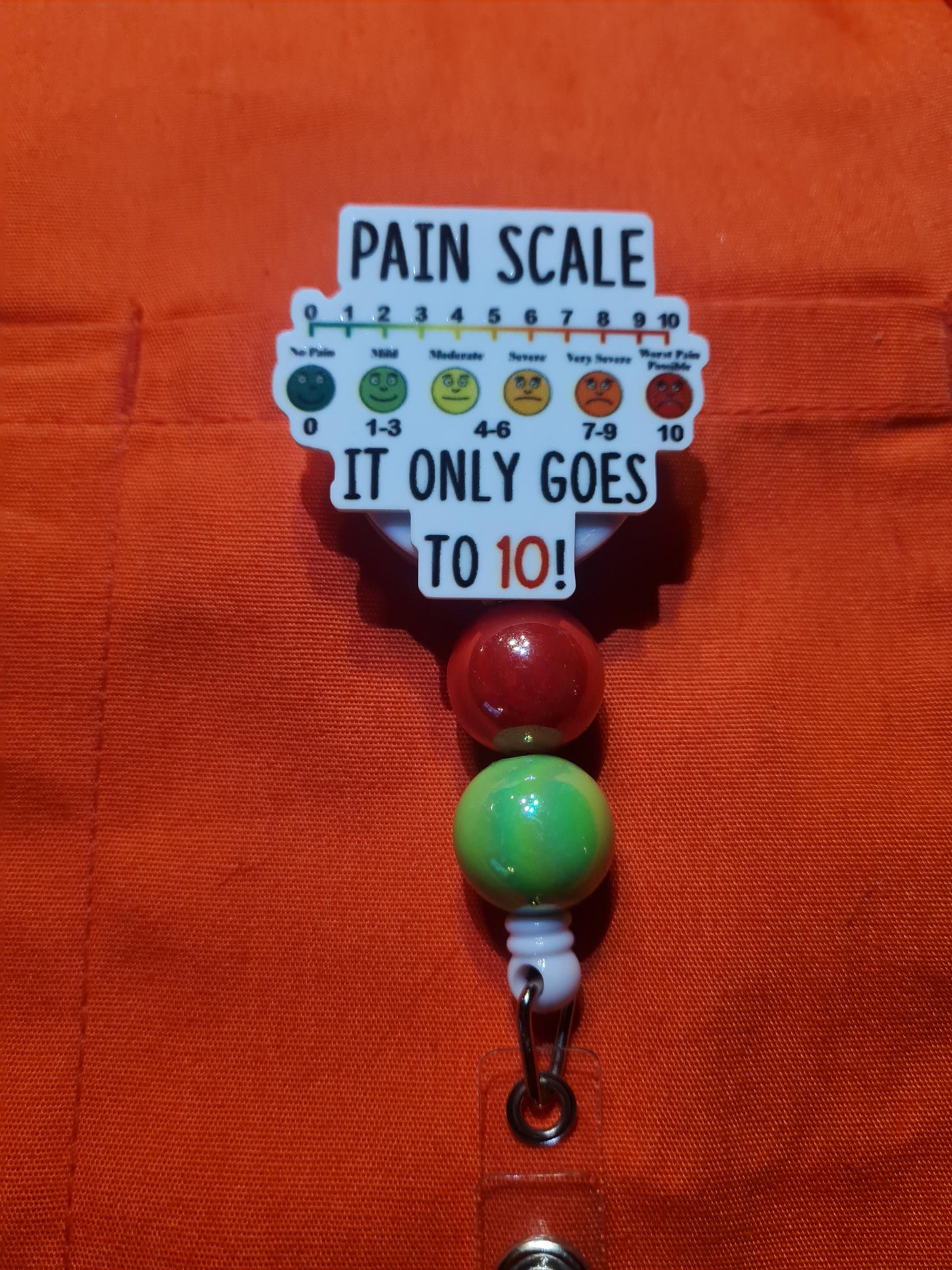Pain Scale Badge Reel  ~ Health Care Badge Reel ~ Medical Badge Reel ~ Scale of 1 to 10 Badge Reel ~ RN Badge Reel ~ Pain Management Badge