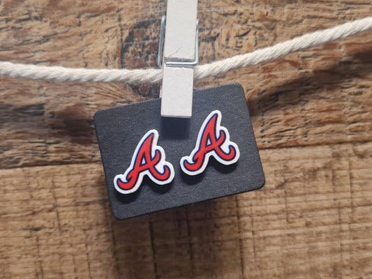 Braves Baseball Earrings ~ Atlanta Braves Earrings ~ Baseball Earrings ~ Post Earrings ~ Braves Earrings ~ Post Earrings ~ Baseball Fan