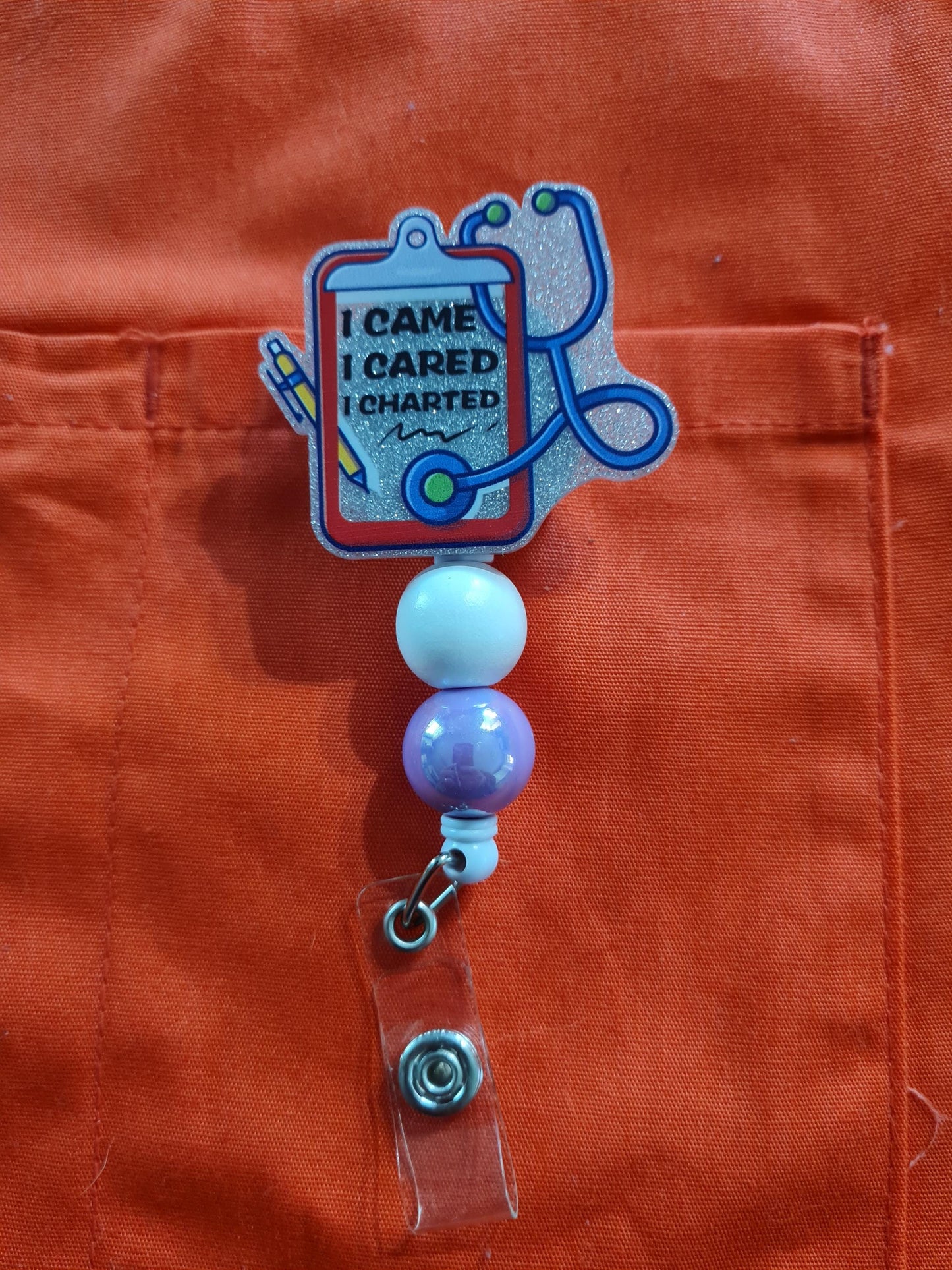 I Came I Cared I Charted Badge Reel ~ ID Badge Reel ~ Health Care Badge Reel ~ Medical Badge Reel~ Nurse Badge Reel ~ RN Badge Reel