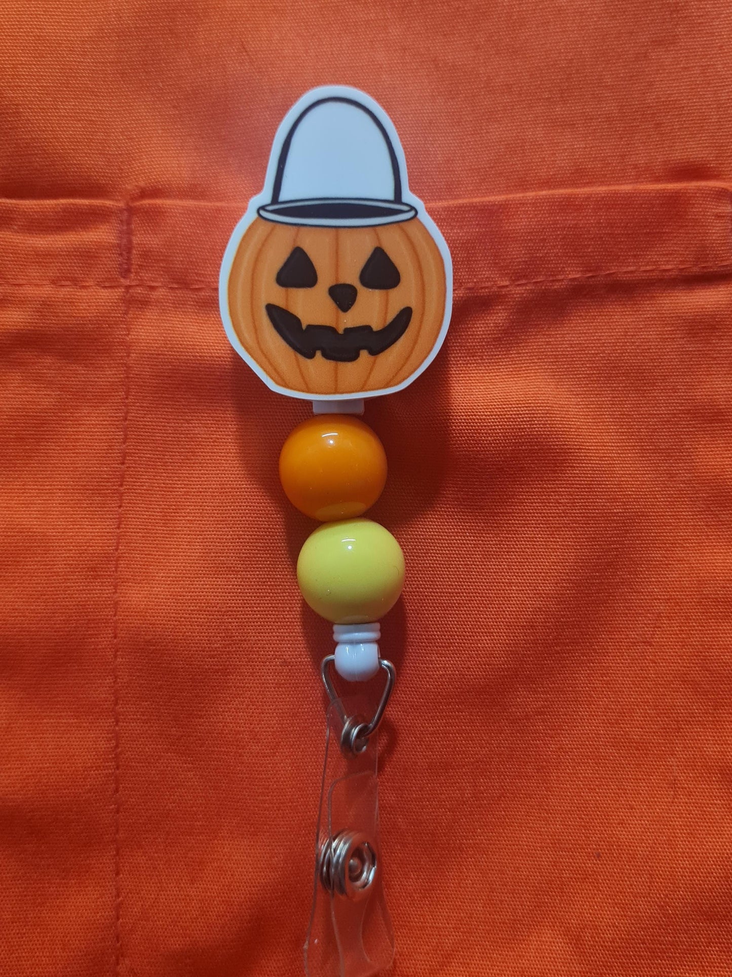 Halloween Badge Reel ~ Health Care Badge Reel ~  Medical Badge Reel ~ RN Badge Reel ~ Nurse Badge Reel ~ Pumpkin Badge Reel ~ Pumpkin Bucket