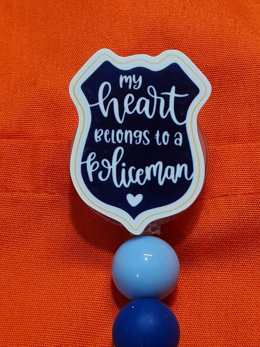 My Heart Belongs to a Policeman Badge Reel ~  Health Care Badge Reel ~ Medical Badge Reel ~ Blue Lives Matter Badge Reel ~ RN Reel ~ Police