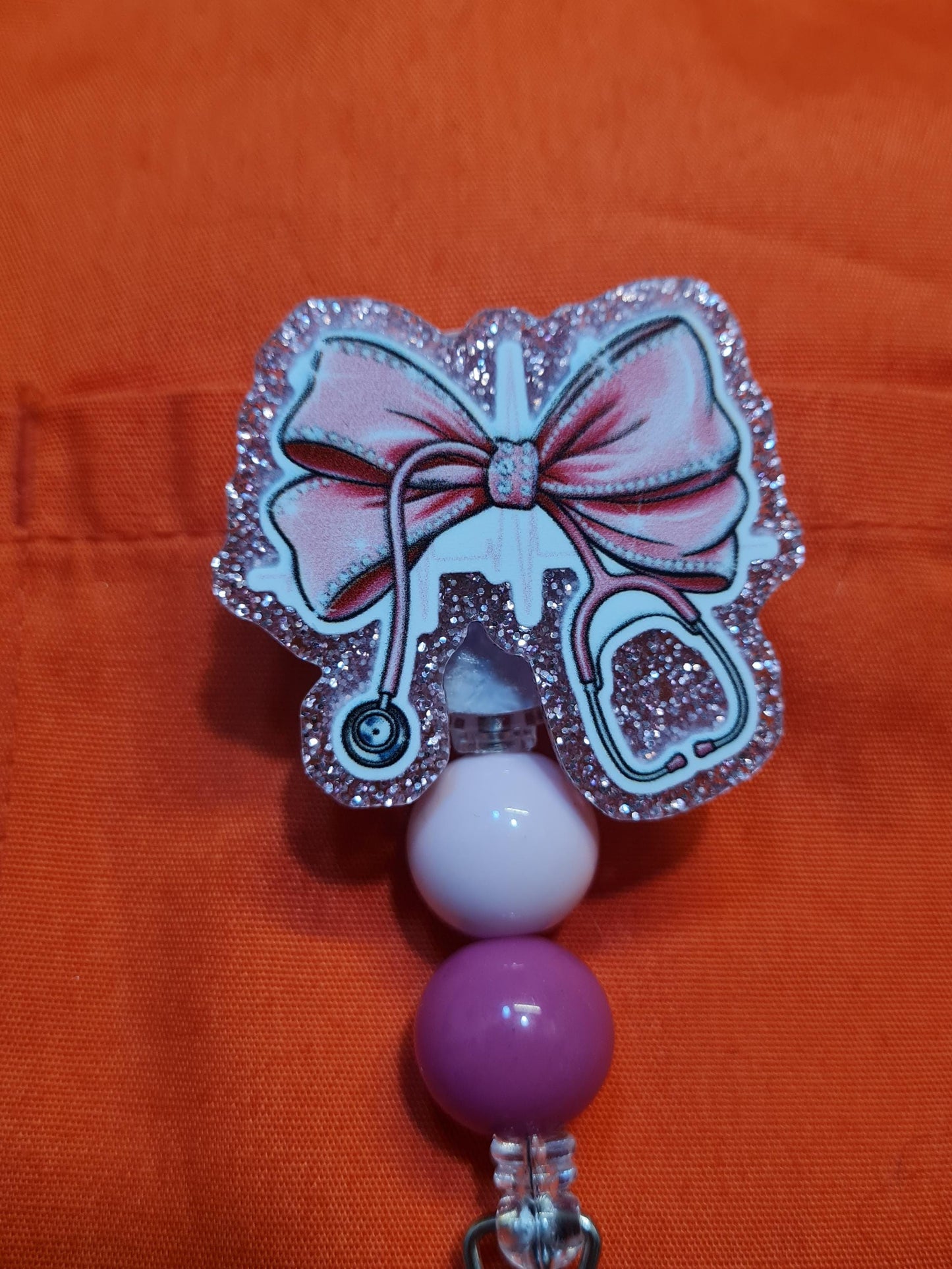 Bow Stethoscope Badge Reel ~ ID Badge Reel ~ Health Care Badge Reel~ Medical Badge Reel~ Girly Nurse Badge Reel ~ Bow  Badge Reel