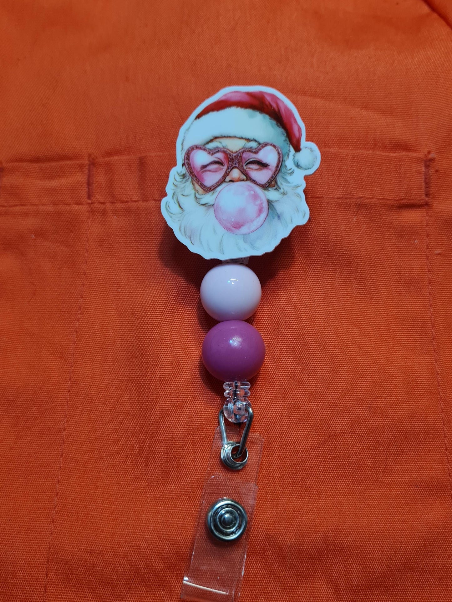 Santa Badge Reel ~ Health Care Badge Reel ~ Work Badge ~ Medical Badge Reel ~ Santa Claus Badge Reel ~ Santa Blowing Bubble Badge Reel
