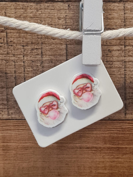 Santa Earrings ~ Christmas Earrings ~ Holiday Earrings ~ Xmas Earrings ~ Kids Earrings ~ Christmas Jewelry~ Smiley Face Santa Earrings