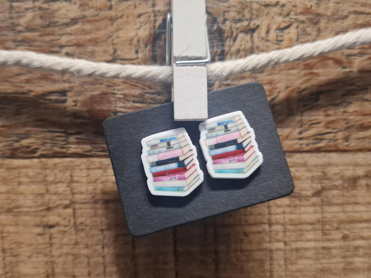 Librarian Earrings ~ Book Lover Earrings ~ Healthcare Earrings ~ Post Earrings ~  Book Club Earrings ~ Fun Earrings ~ Stacked Books Earrings