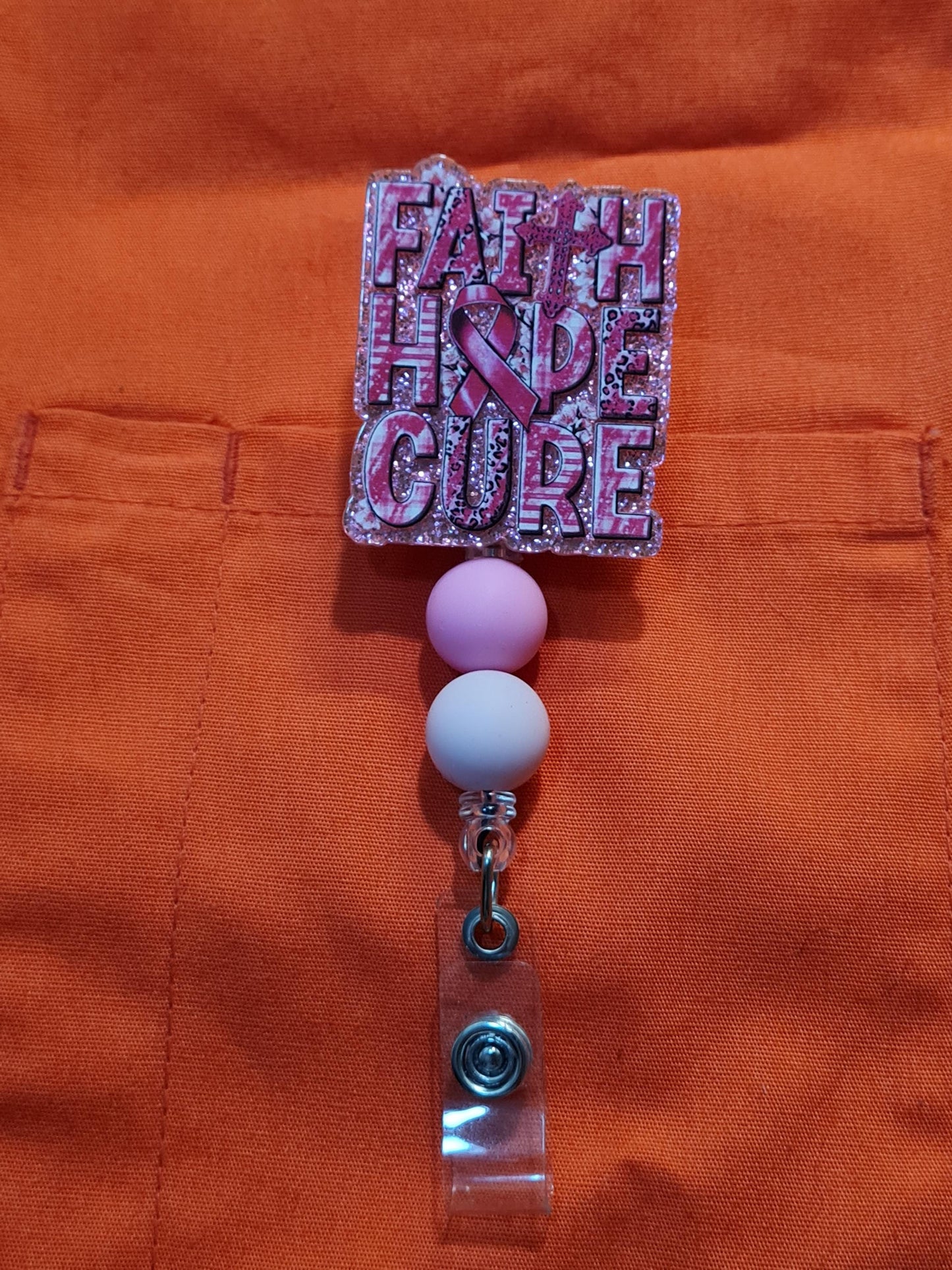 Faith Hope Cure Badge Reel ~ ID Badge Reel ~ Cancer Awareness Badge Reel ~ RT ~ Breast Cancer Awareness ~ Work Badge ~ Medical Badge Reel