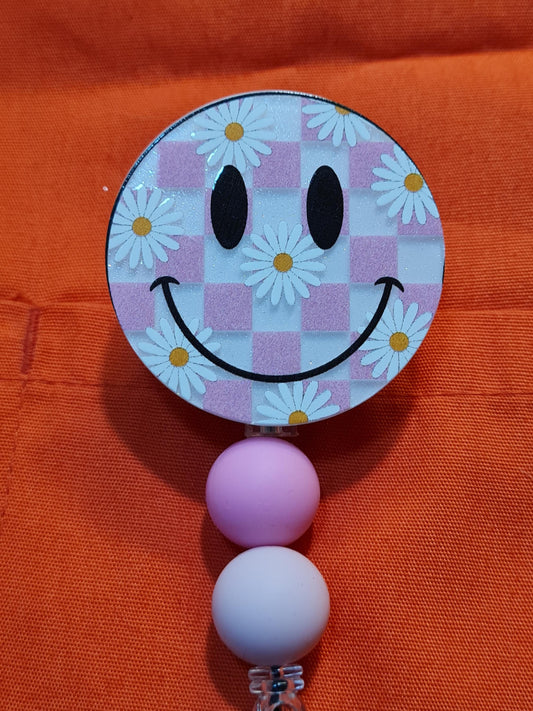 Smiley Face Badge Reel ~ ID Badge Reel ~ Work Badge~ Medical Badge Reel ~ RN Badge Reel ~ Nurse Badge Reel ~ Smiley Face Daisy Badge Reel