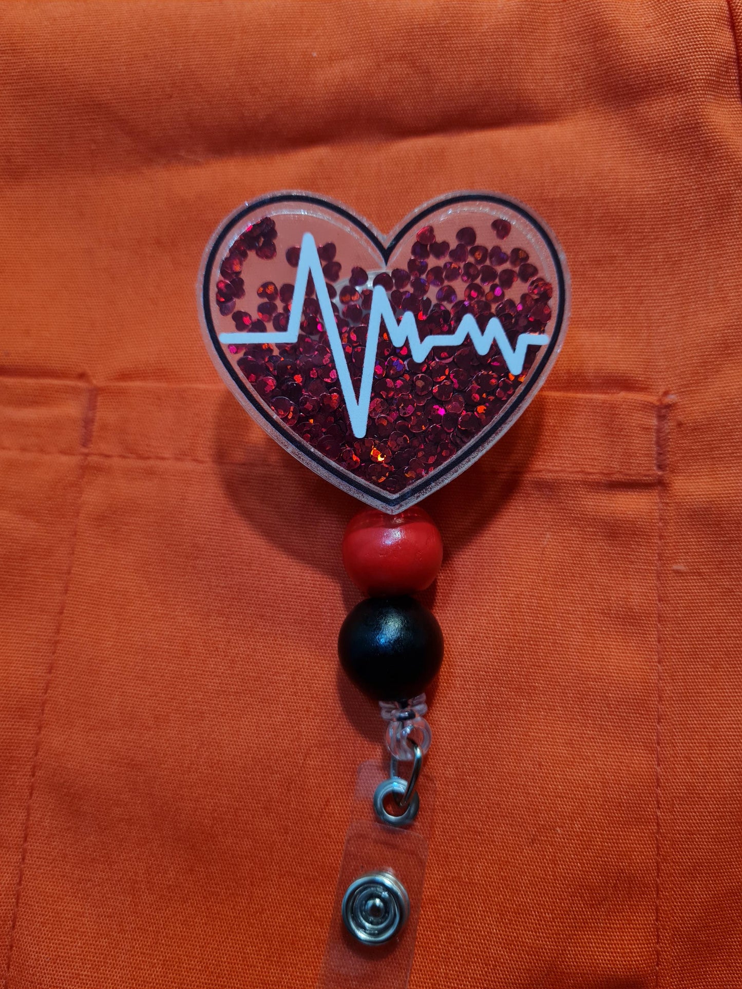 Shaker Heart Badge Reel ~ ID Badge Reel ~ Work Badge~ Medical Badge Reel ~ RN Badge Reel ~ Nurse Badge Reel ~ Cardiology Badge Reel