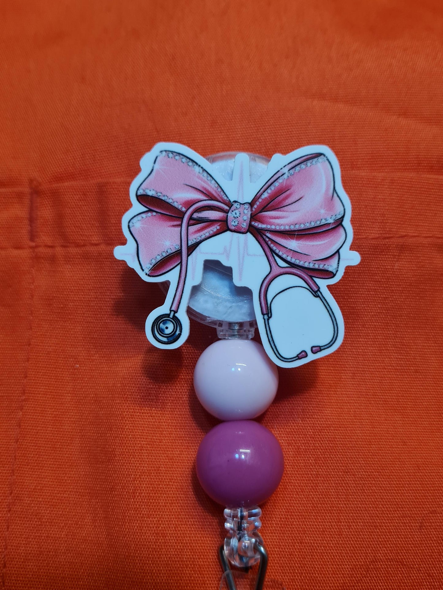 Bow Stethoscope Badge Reel ~ ID Badge Reel ~ Health Care Badge Reel~ Medical Badge Reel~ Girly Nurse Badge Reel ~ Bow  Badge Reel