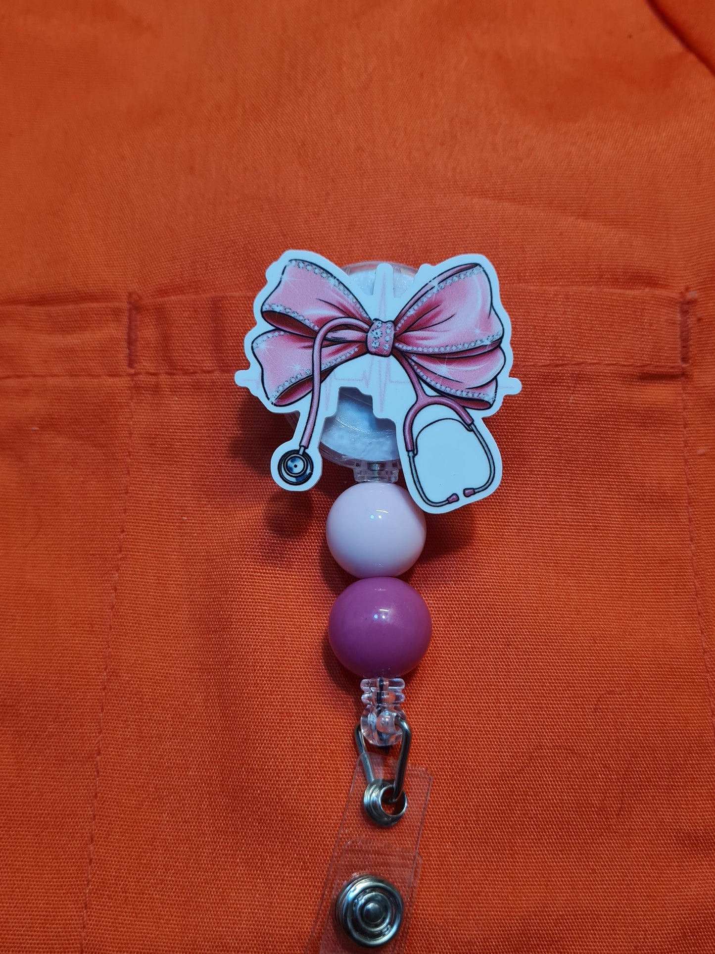 Bow Stethoscope Badge Reel ~ ID Badge Reel ~ Health Care Badge Reel~ Medical Badge Reel~ Girly Nurse Badge Reel ~ Bow  Badge Reel
