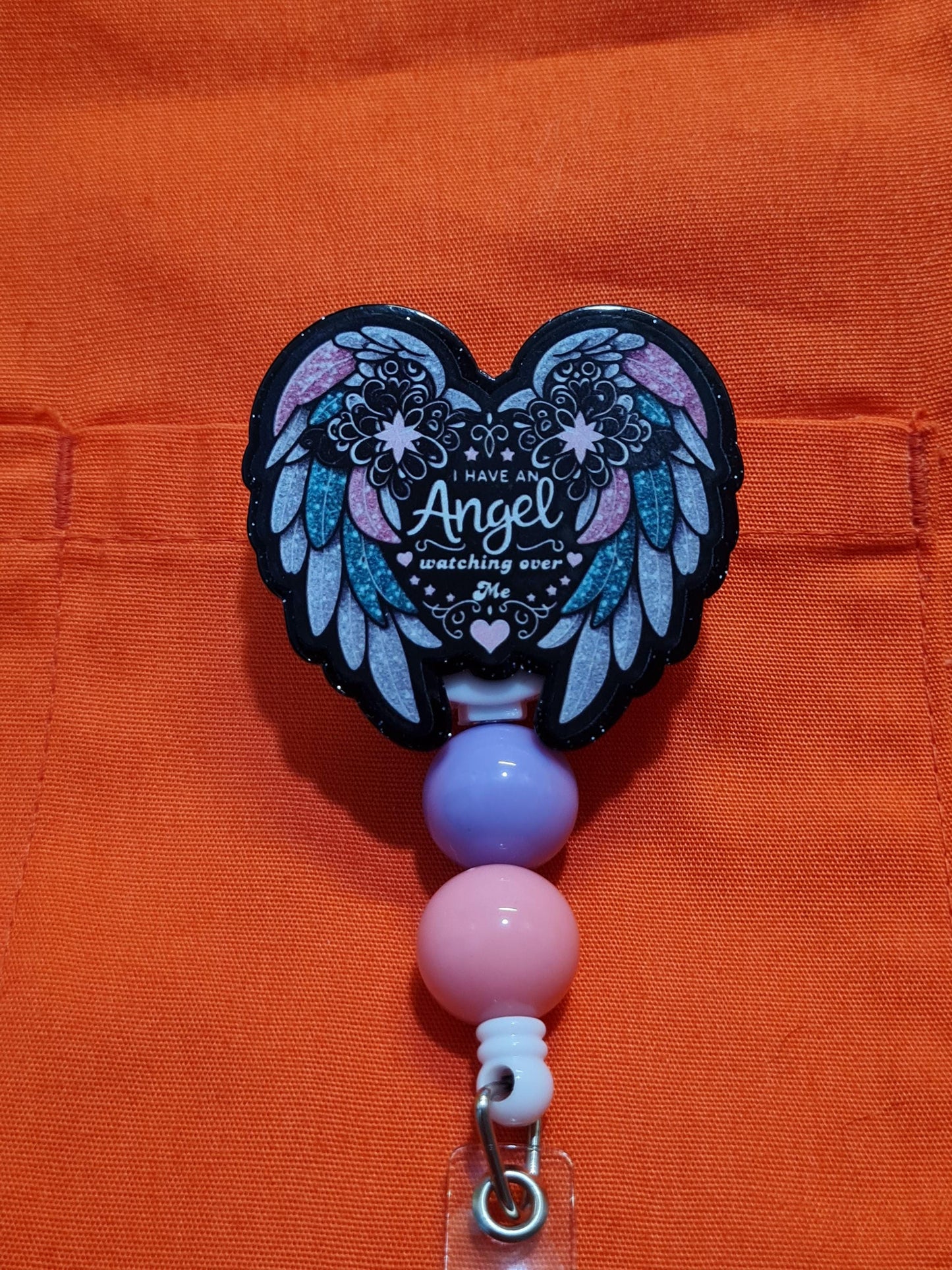 I Have An Angel Watching Over Me Badge Reel ~ ID Badge Reel ~In Memory Badge Reel ~ No Filter Badge Reel ~ Medical Badge Reel~ RN Badge Reel