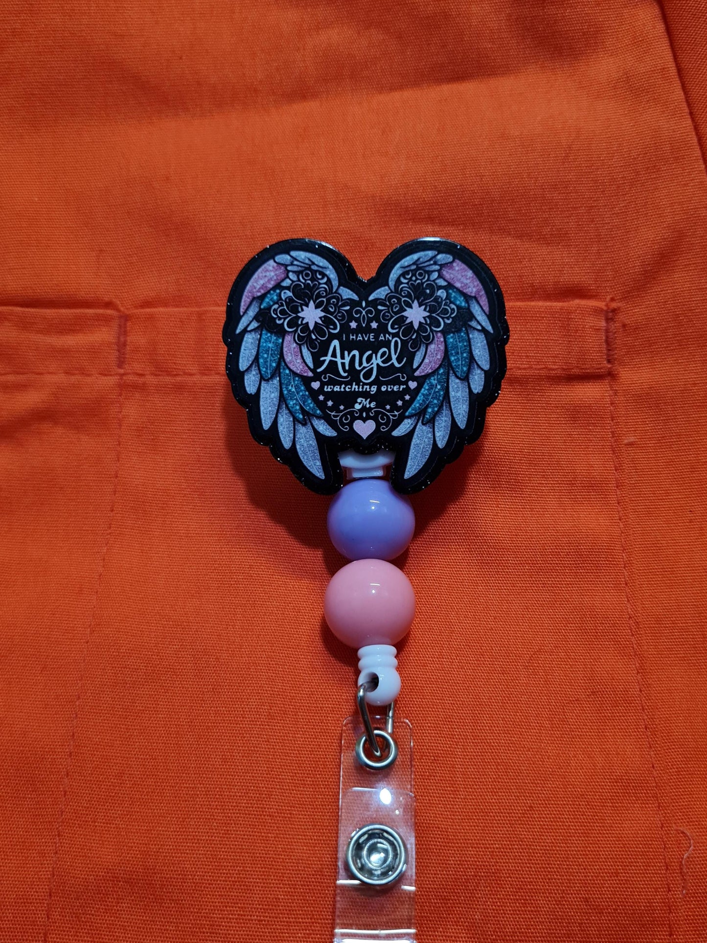I Have An Angel Watching Over Me Badge Reel ~ ID Badge Reel ~In Memory Badge Reel ~ No Filter Badge Reel ~ Medical Badge Reel~ RN Badge Reel