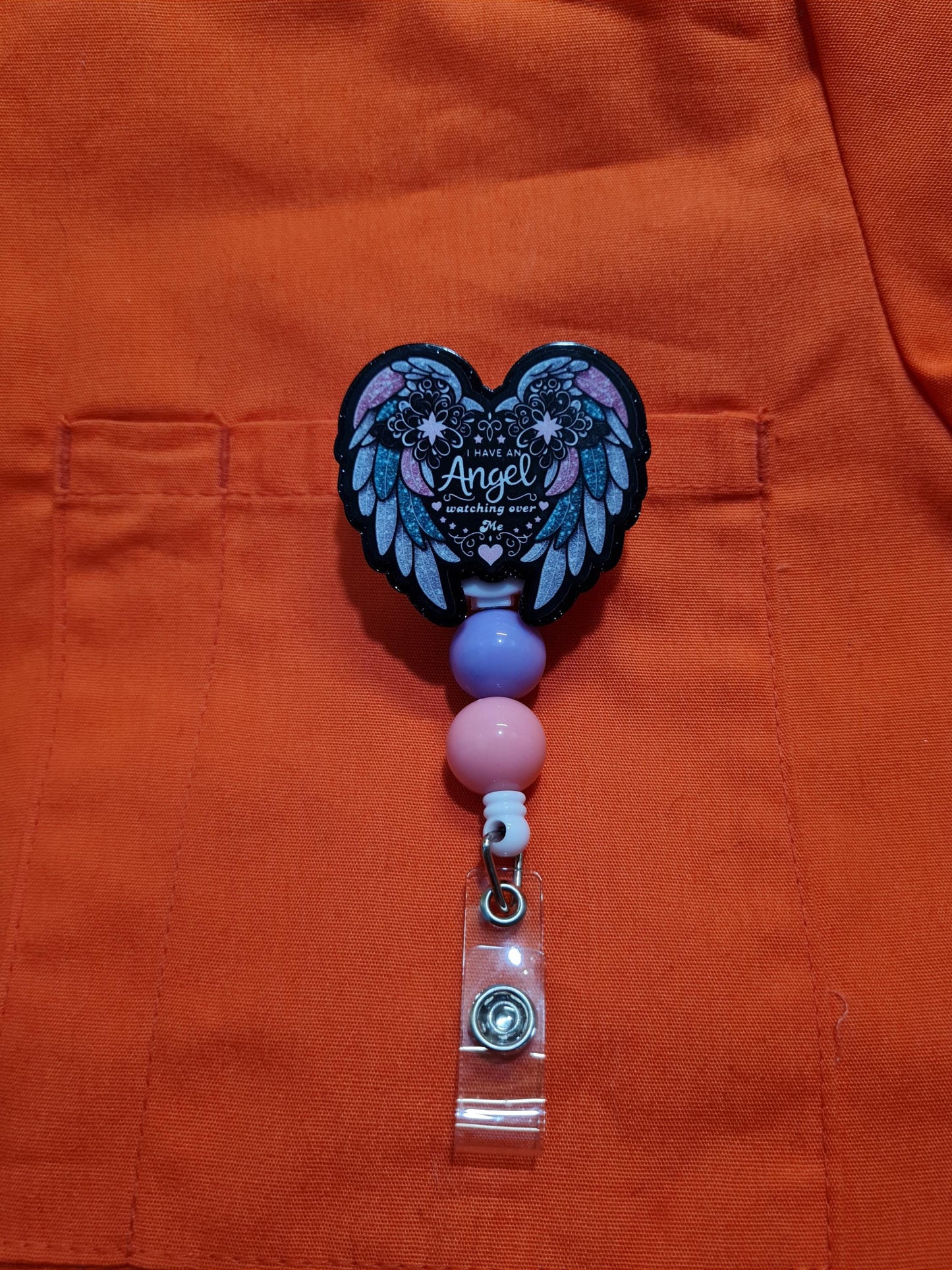 I Have An Angel Watching Over Me Badge Reel ~ ID Badge Reel ~In Memory Badge Reel ~ No Filter Badge Reel ~ Medical Badge Reel~ RN Badge Reel