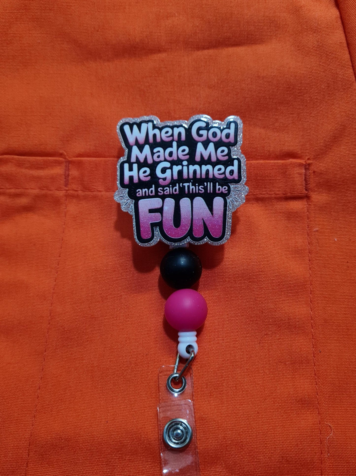 When God Made Me Badge Reel ~ ID Badge Reel ~Health Care Badge Reel ~ Medical Badge Reel ~ RN Badge Reel ~ Nurse Badge