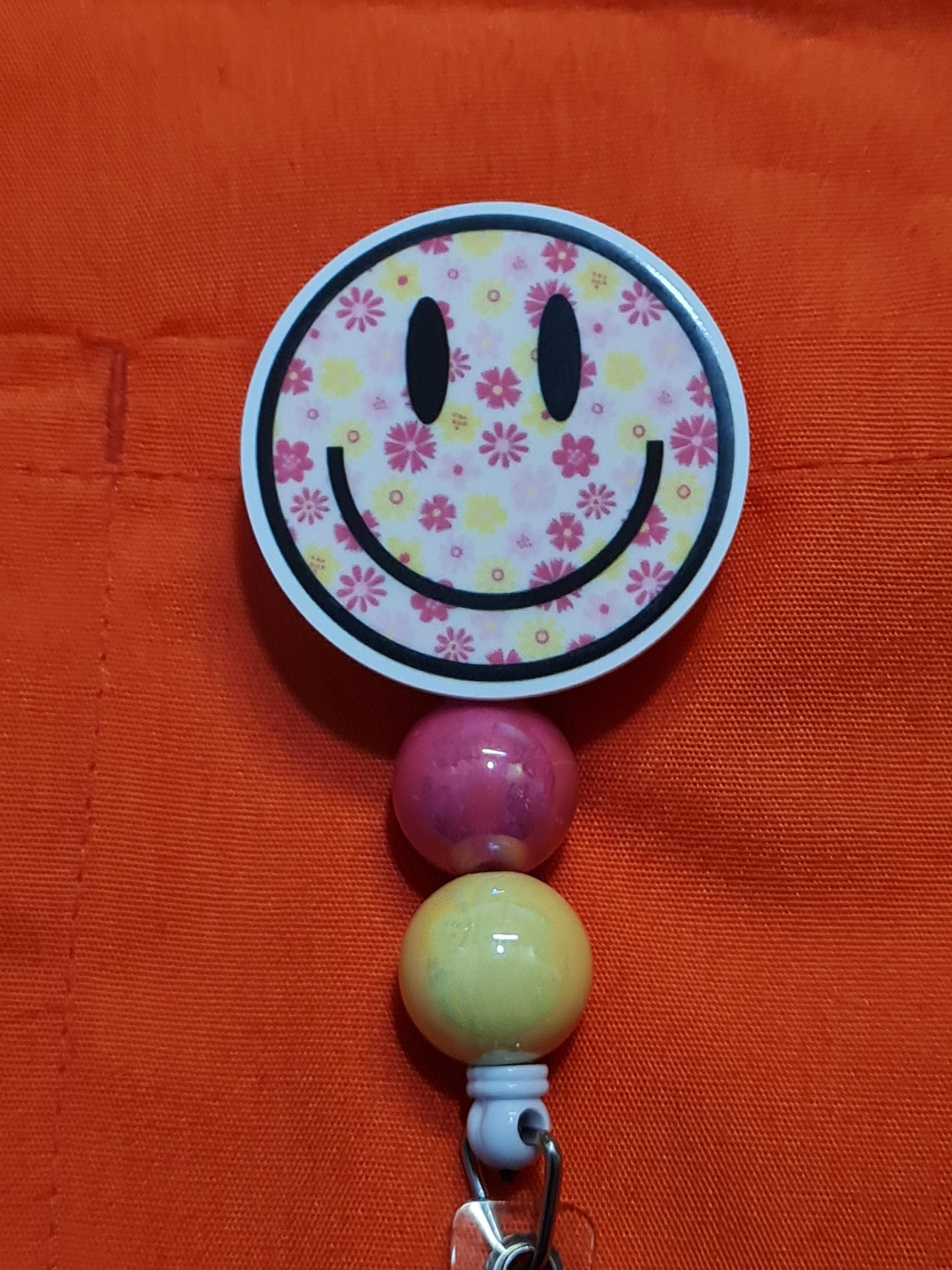 Smiley Face Badge Reel ~ ID Badge Reel ~ Work Badge~ Medical Badge Reel ~ RN Badge Reel ~ Nurse Badge Reel ~ Smiley Face Daisy Badge Reel