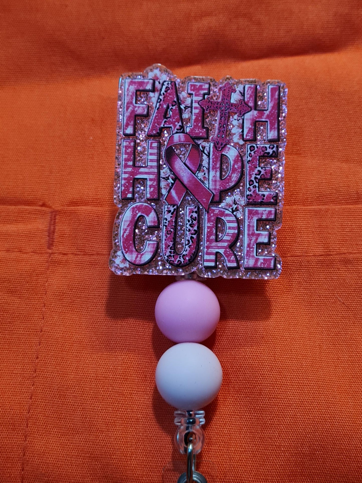 Faith Hope Cure Badge Reel ~ ID Badge Reel ~ Cancer Awareness Badge Reel ~ RT ~ Breast Cancer Awareness ~ Work Badge ~ Medical Badge Reel