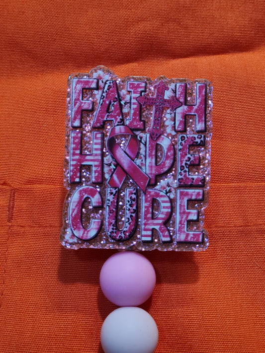 Faith Hope Cure Badge Reel ~ ID Badge Reel ~ Cancer Awareness Badge Reel ~ RT ~ Breast Cancer Awareness ~ Work Badge ~ Medical Badge Reel