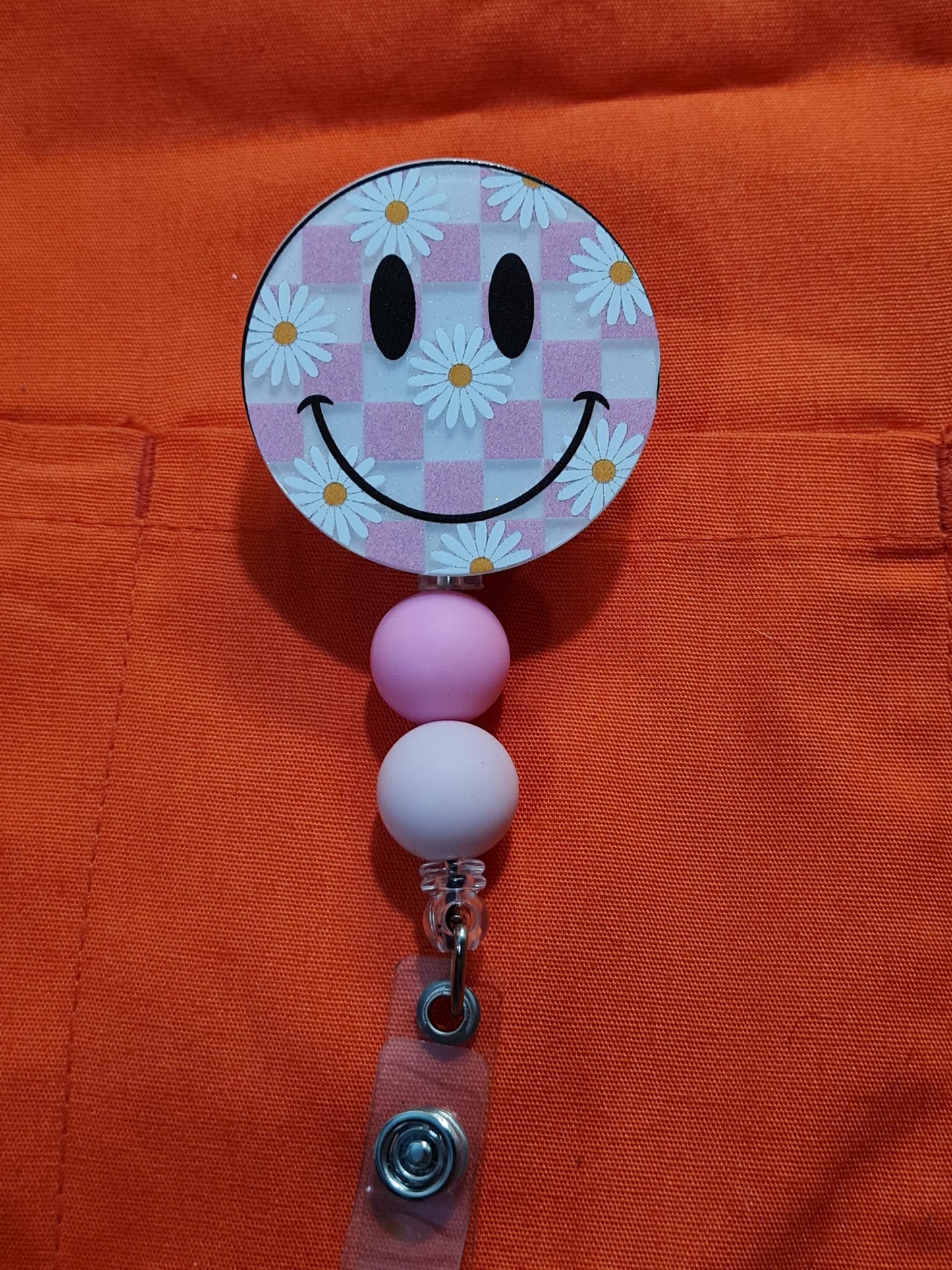 Smiley Face Badge Reel ~ ID Badge Reel ~ Work Badge~ Medical Badge Reel ~ RN Badge Reel ~ Nurse Badge Reel ~ Smiley Face Daisy Badge Reel