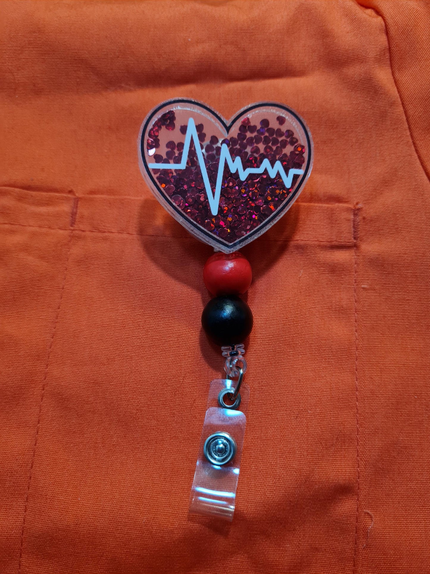 Shaker Heart Badge Reel ~ ID Badge Reel ~ Work Badge~ Medical Badge Reel ~ RN Badge Reel ~ Nurse Badge Reel ~ Cardiology Badge Reel