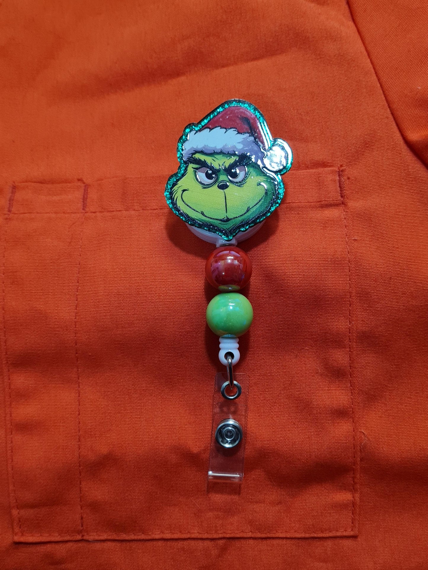 Green Christmas Character Badge Reel ~ Health Care Badge Reel ~  Medical Badge Reel ~ Christmas Badge Reel ~ Stole Christmas Badge Reel