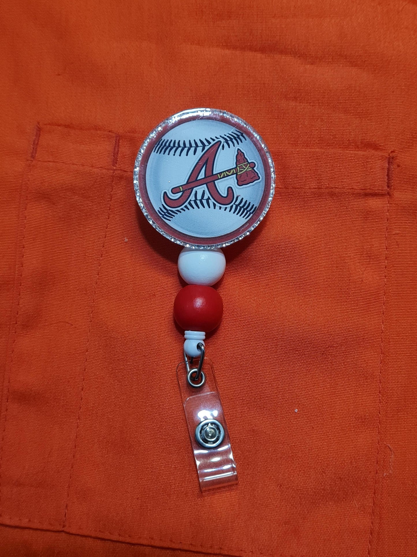 Braves Badge Reel ~ ID Badge Reel ~ Health Care Badge Reel ~ Medical Badge Reel ~ Atlanta Braves Badge Reel ~ Atlanta Baseball Badge Reel