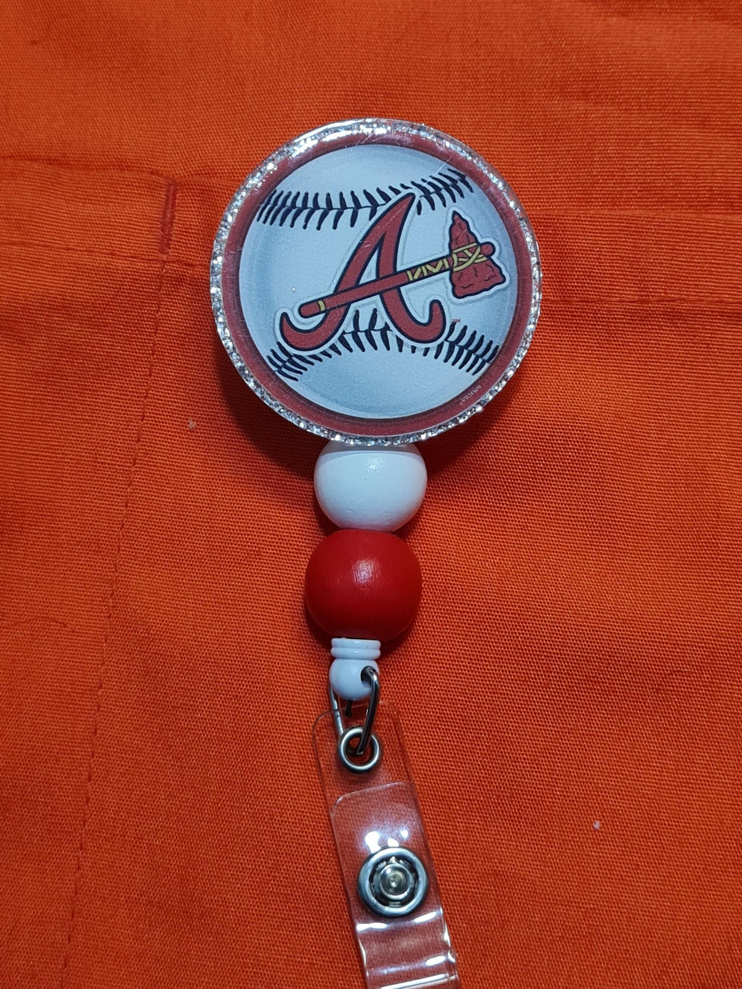 Braves Badge Reel ~ ID Badge Reel ~ Health Care Badge Reel ~ Medical Badge Reel ~ Atlanta Braves Badge Reel ~ Atlanta Baseball Badge Reel