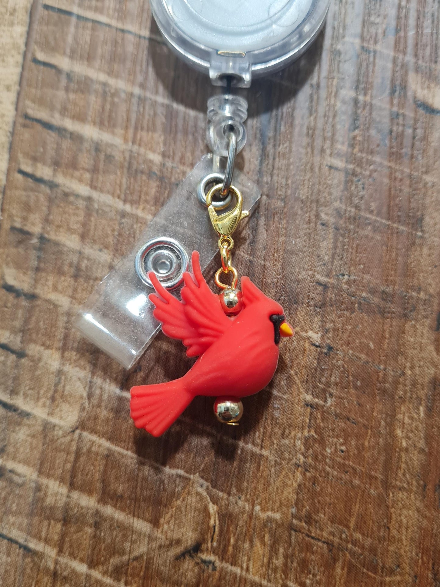 Cardinal ~ ID Badge Reel Charm ~ Custom Made Charms ~ Work Badge Charm ~ Signs from Heaven ~ Memory Cardinal Charm ~ Badge Charm