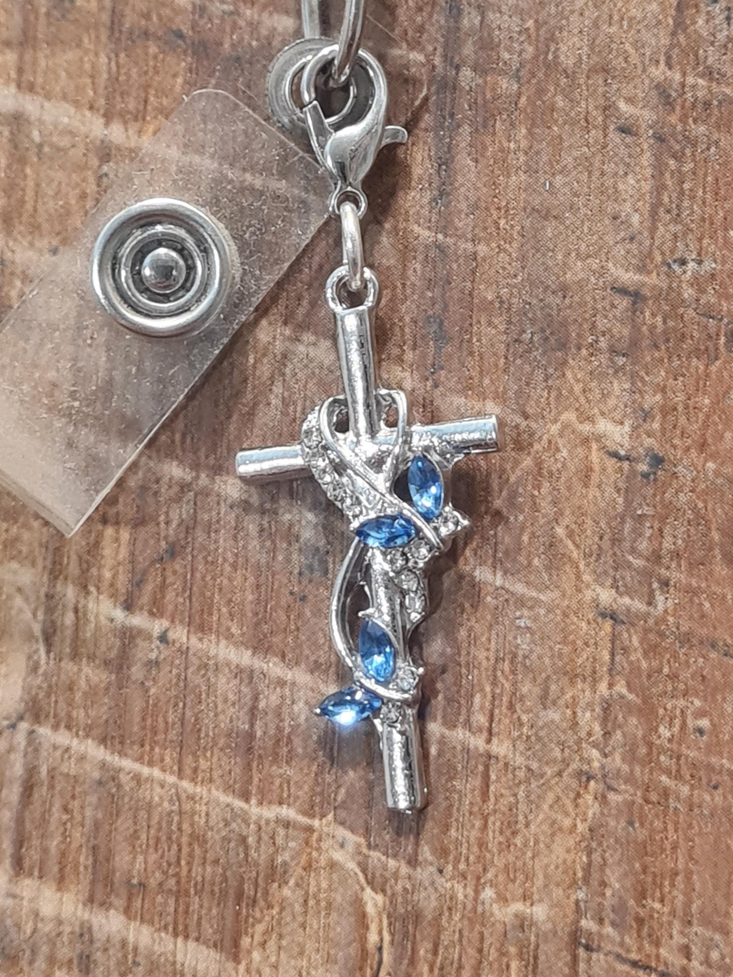 "Faith & Transformation" Stoned Cross with Butterfly Badge Charm - Spiritual ID Flair for Nurses and Chaplains - Symbolic Christian Jewelry Gift