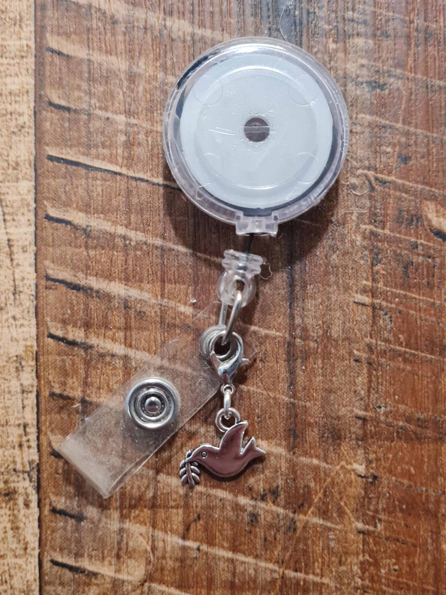 Dove Badge Charm ~ ID Badge Reel Charm ~ Bird of Peace Charm~ Badge Buddy ~ Badge Accessories ~ Christian Charm ~ Religious Badge Charm