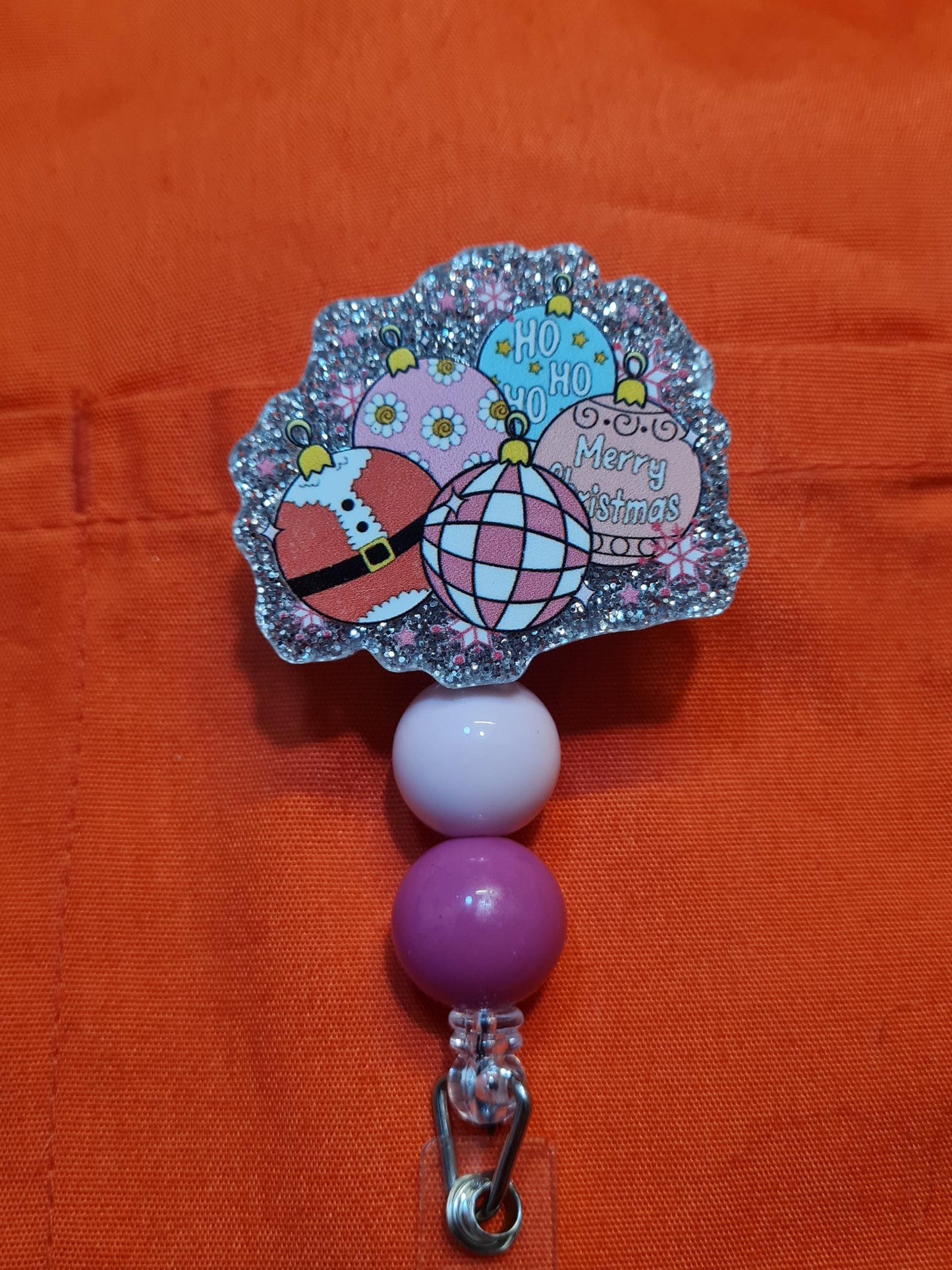 Christmas Balls Badge Reel ~ Health Care Badge Reel ~ Work Badge ~ Medical Badge Reel ~ Santa Claus Badge Reel ~ Christmas Badge Reel