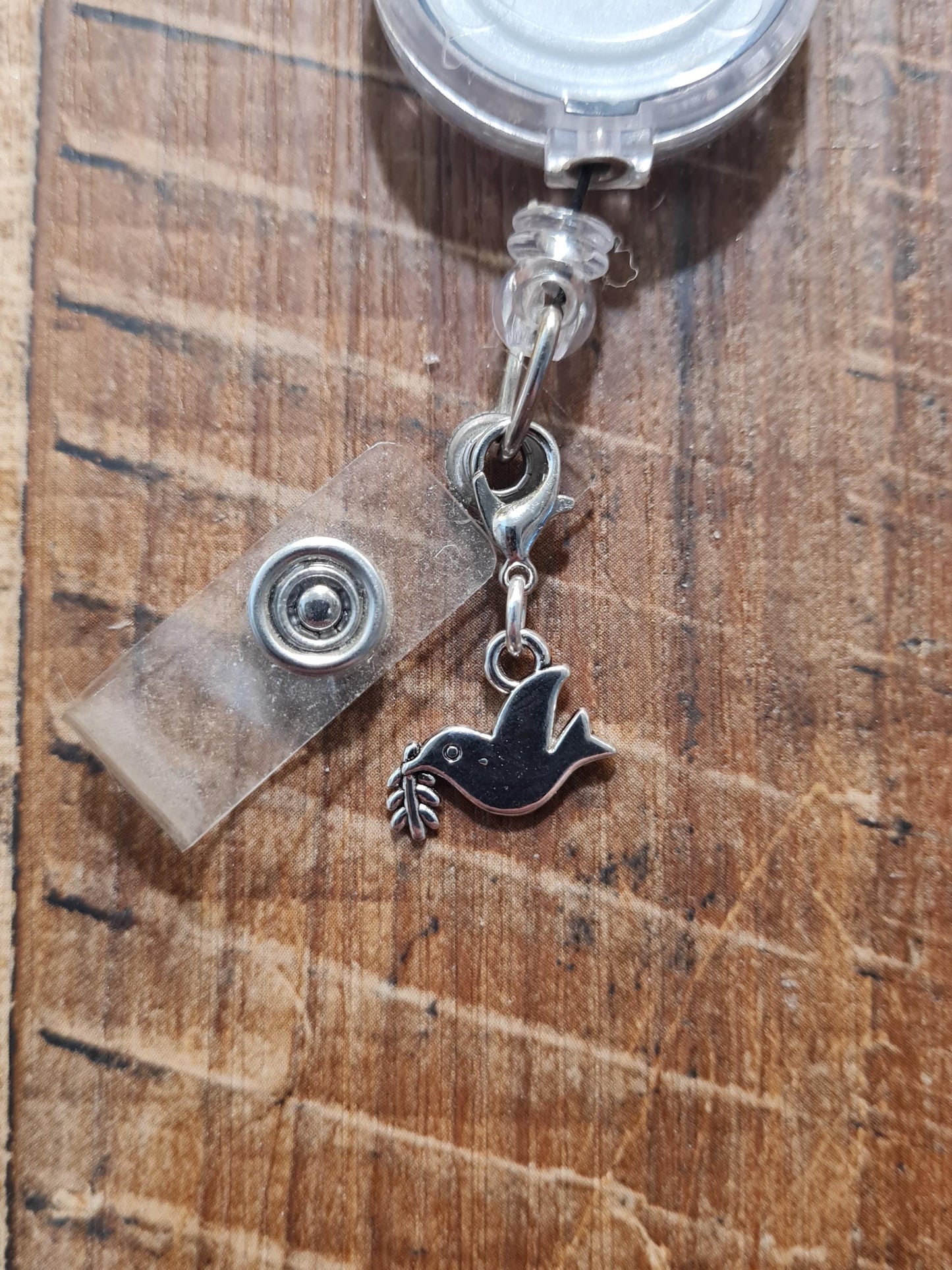 Dove Badge Charm ~ ID Badge Reel Charm ~ Bird of Peace Charm~ Badge Buddy ~ Badge Accessories ~ Christian Charm ~ Religious Badge Charm