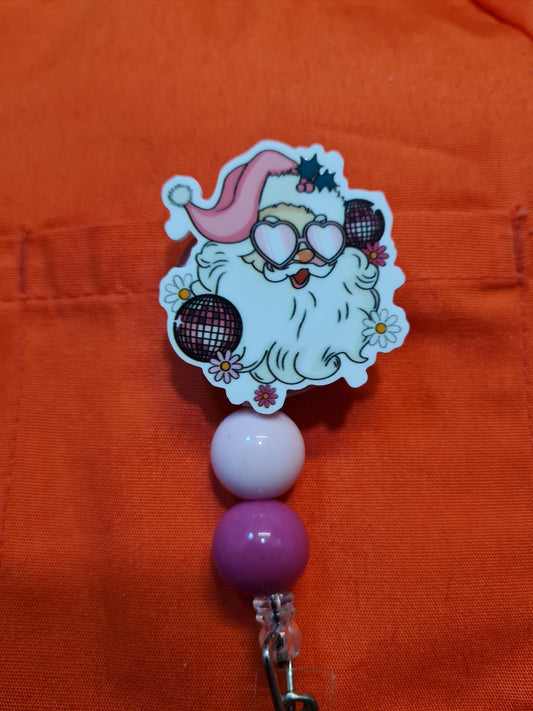 Disco Santa Badge Reel ~ Health Care Badge Reel ~ Work Badge ~ Medical Badge Reel ~ Santa Claus Badge Reel ~ Santa Claus Badge Reel