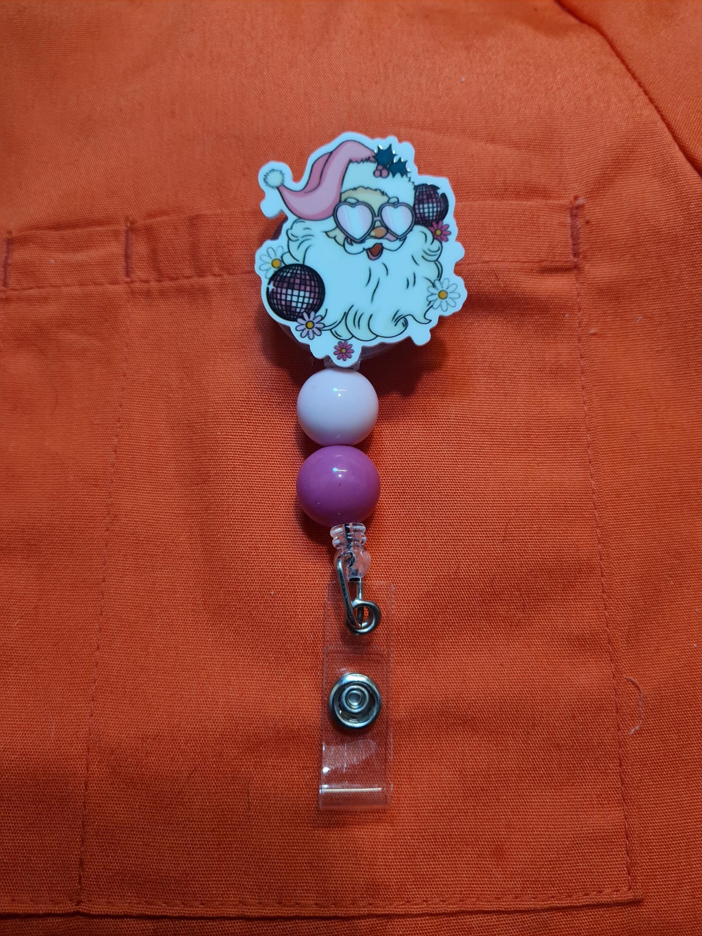 Disco Santa Badge Reel ~ Health Care Badge Reel ~ Work Badge ~ Medical Badge Reel ~ Santa Claus Badge Reel ~ Santa Claus Badge Reel