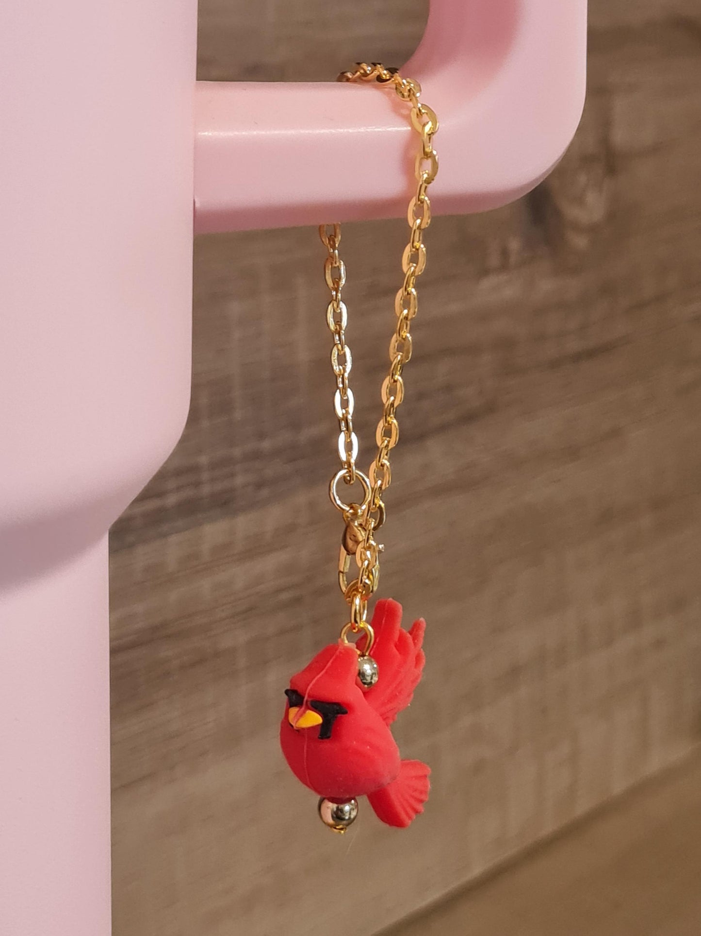 Red Cardinal Tumbler Handle Charm - Northern Cardinal Bird Accessory for 40oz Stanley Cups - Red Bird Water Bottle Dangle for Nature Lovers