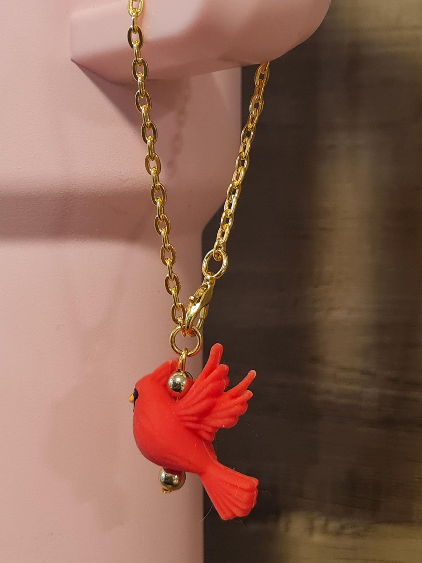 Red Cardinal Tumbler Handle Charm - Northern Cardinal Bird Accessory for 40oz Stanley Cups - Red Bird Water Bottle Dangle for Nature Lovers