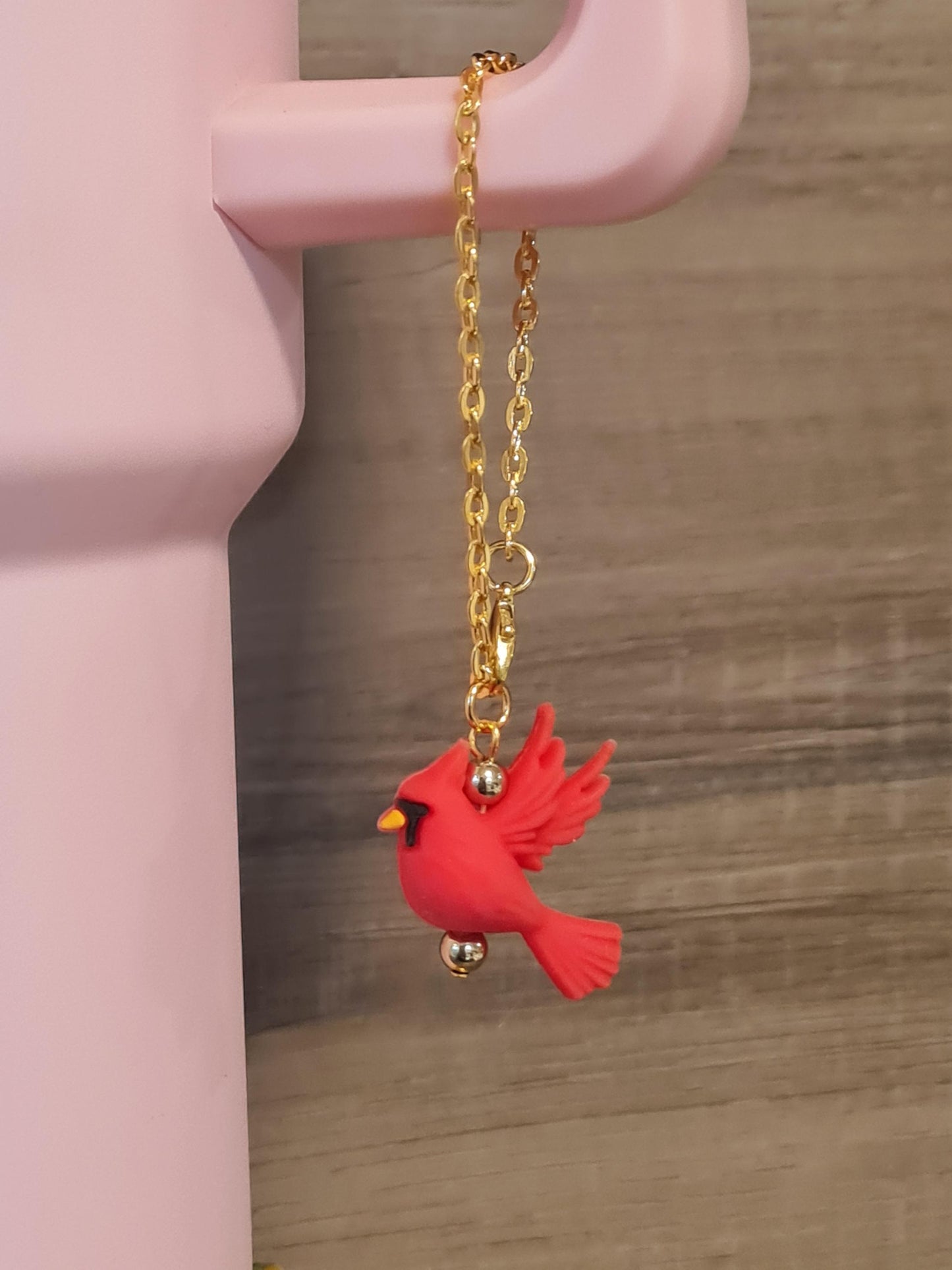 Red Cardinal Tumbler Handle Charm - Northern Cardinal Bird Accessory for 40oz Stanley Cups - Red Bird Water Bottle Dangle for Nature Lovers