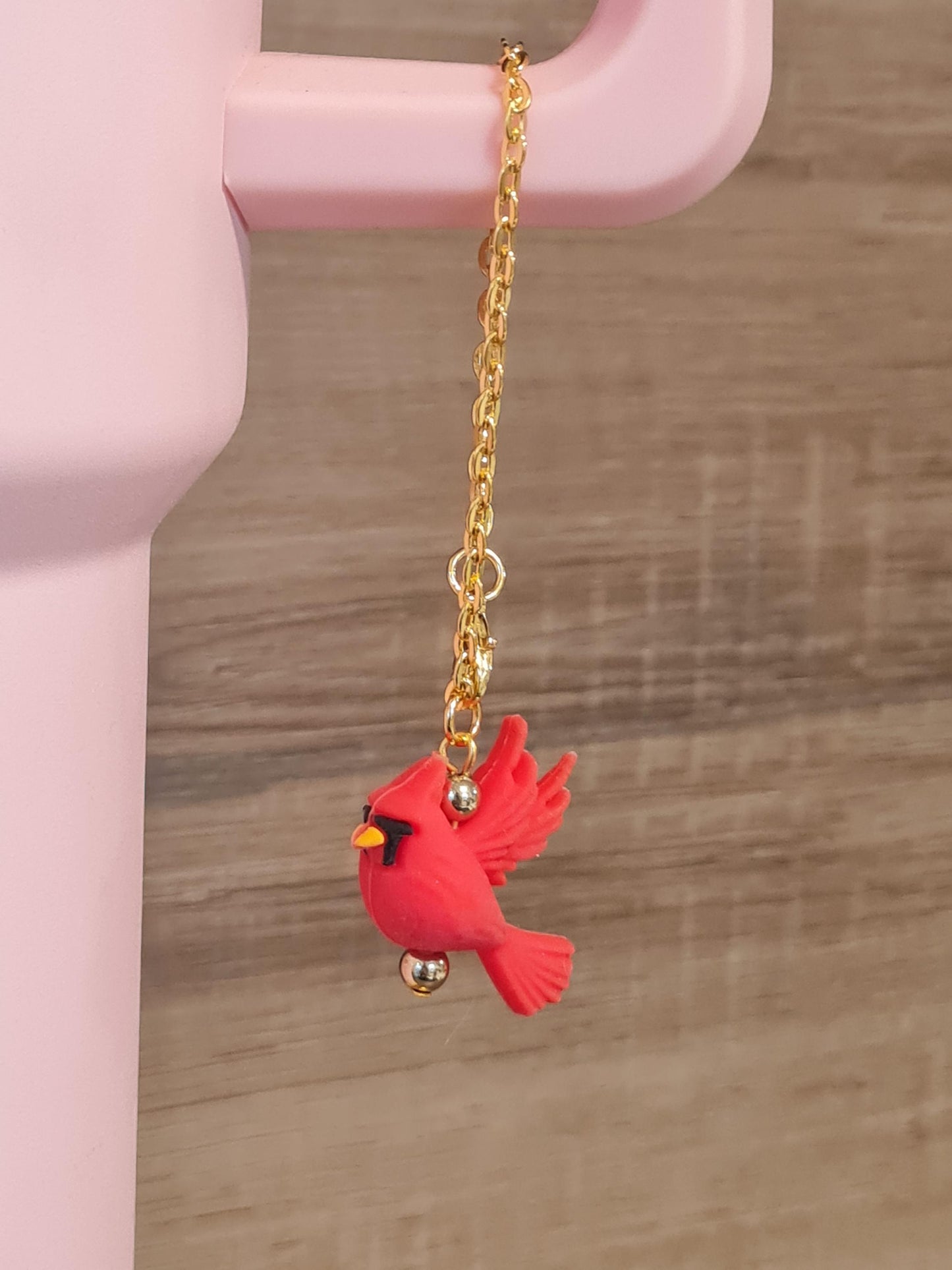 Red Cardinal Tumbler Handle Charm - Northern Cardinal Bird Accessory for 40oz Stanley Cups - Red Bird Water Bottle Dangle for Nature Lovers