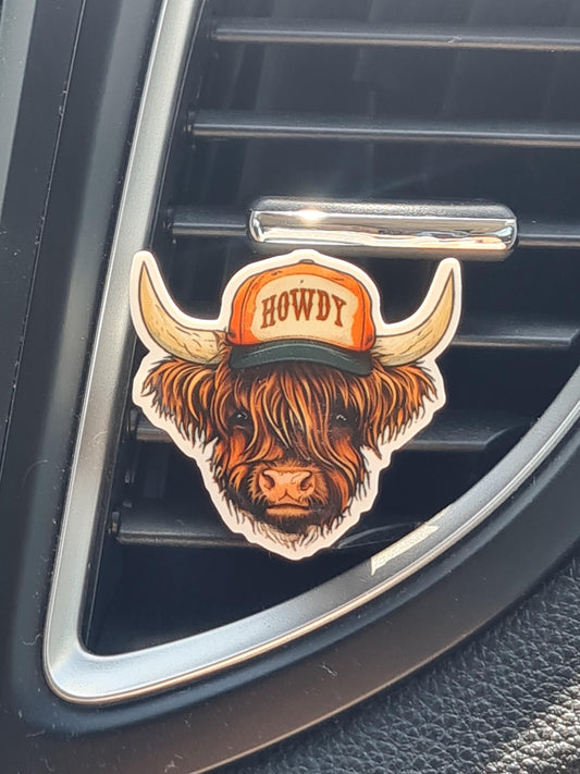 Highland Cow Car Vent Air Freshener - Western Boho Essential Oil Diffuser for Rustic Vehicle Decor