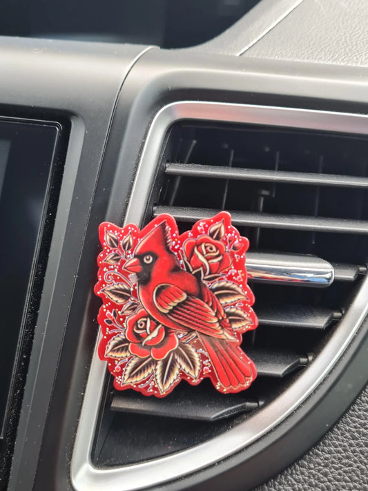 Red Cardinal Car Vent Air Freshener - Essential Oil Diffuser Clip for Bird Lovers and Nature Enthusiasts
