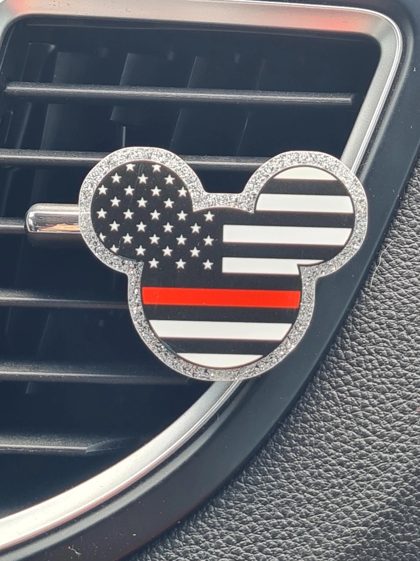 Mickey Mouse Red Lives Matter Car Air Freshener - Firefighter Support Essential Oil Diffuser - Reusable Vent Clip