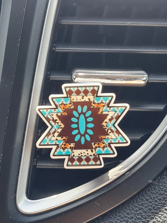 Tribal Design Car Vent Air Freshener - Native American Style Essential Oil Diffuser - Reusable Boho Car Accessory