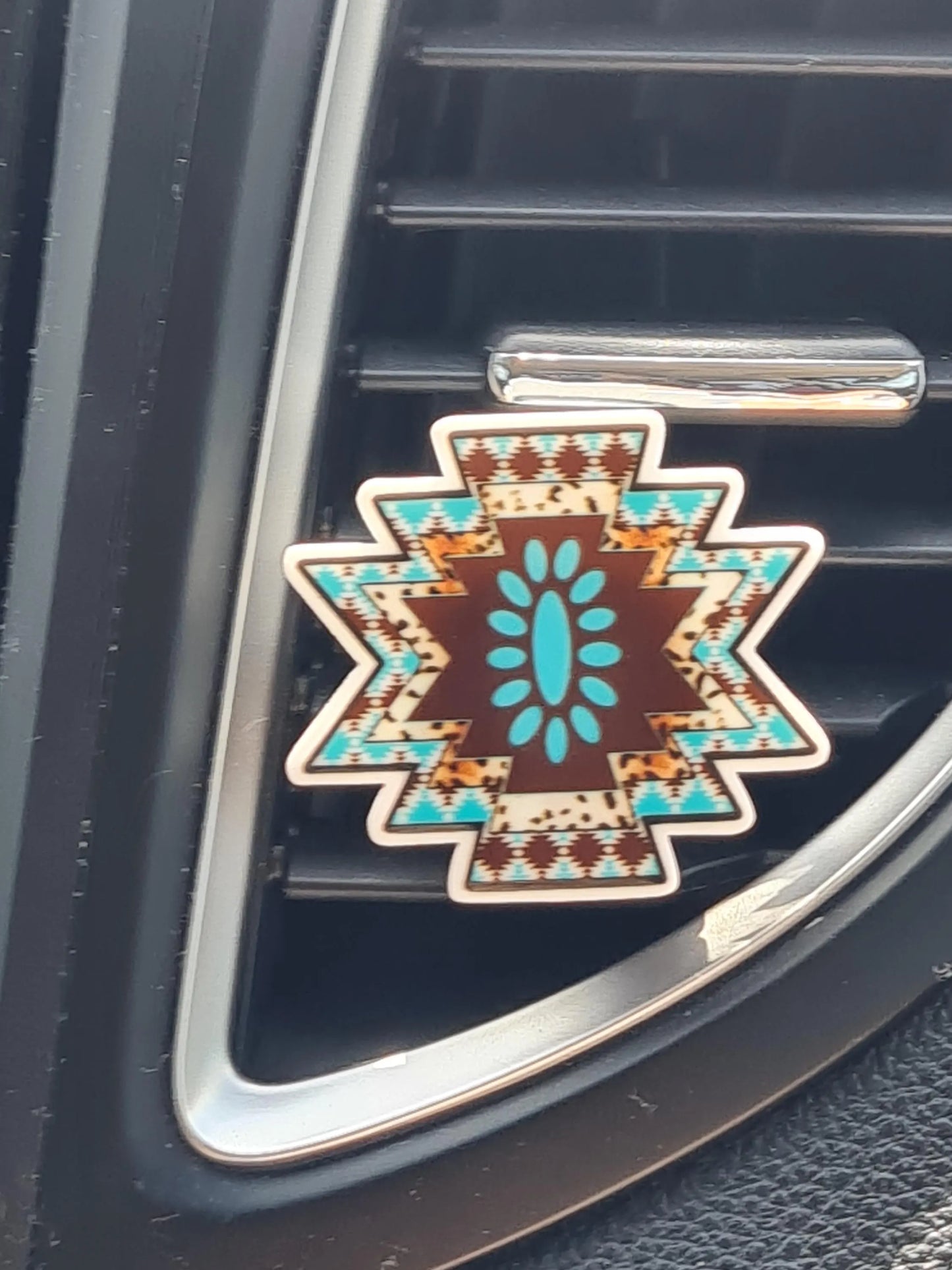 Tribal Design Car Vent Air Freshener - Native American Style Essential Oil Diffuser - Reusable Boho Car Accessory