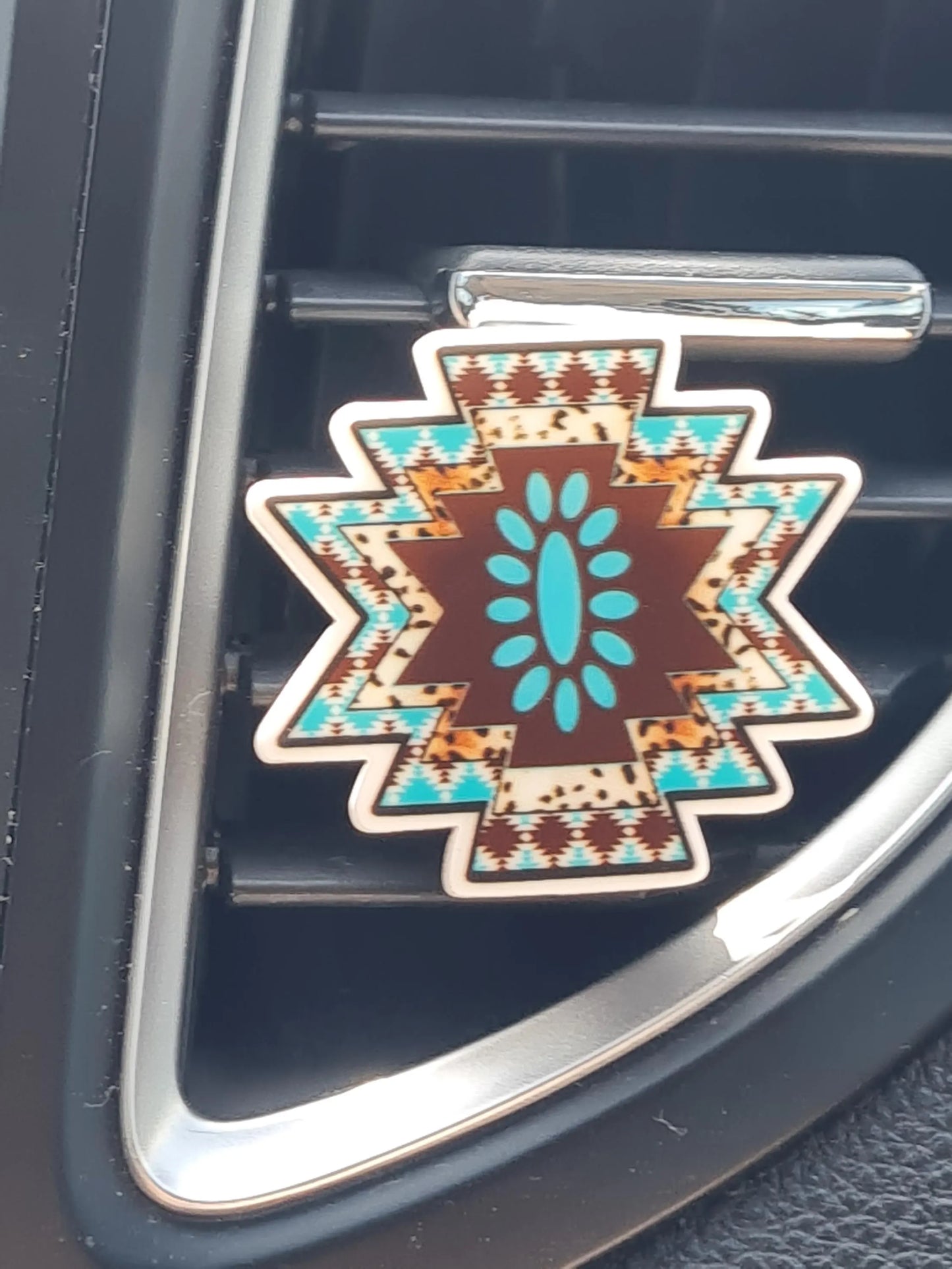Tribal Design Car Vent Air Freshener - Native American Style Essential Oil Diffuser - Reusable Boho Car Accessory
